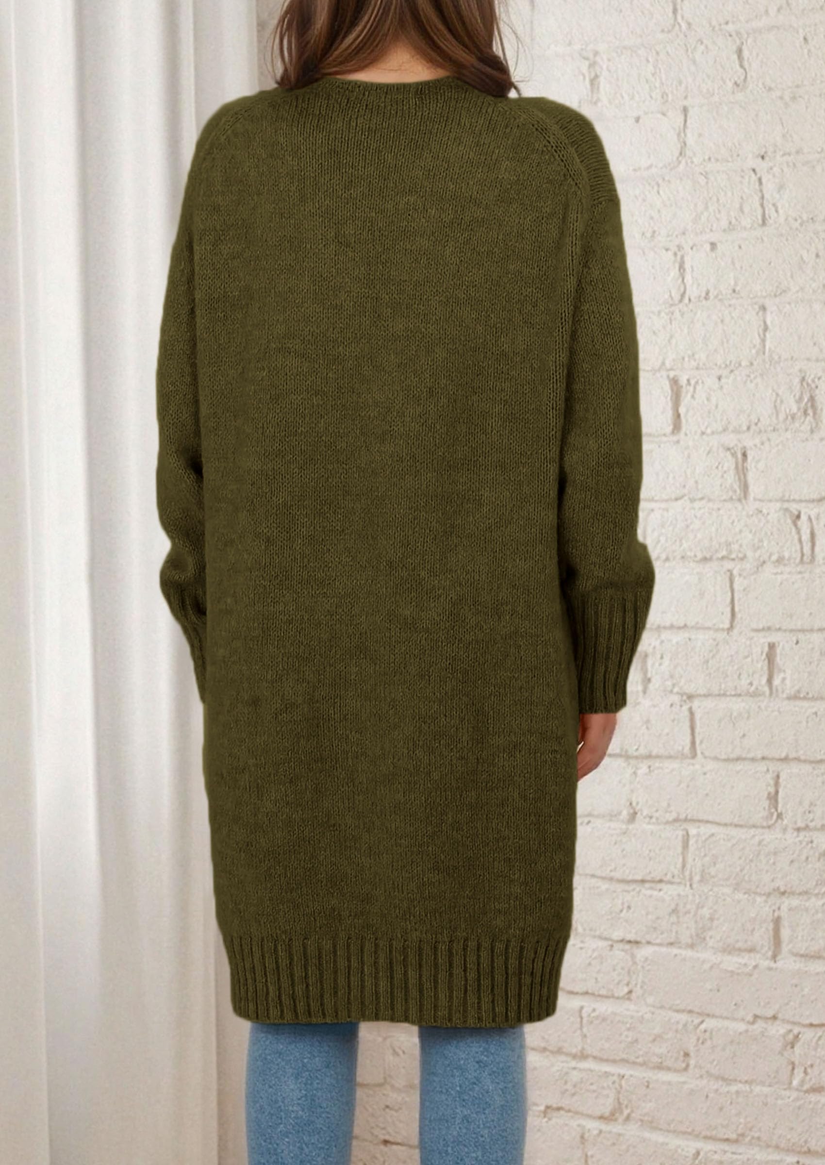 Open Front Cardigan Sweaters for Women,Army Green,S