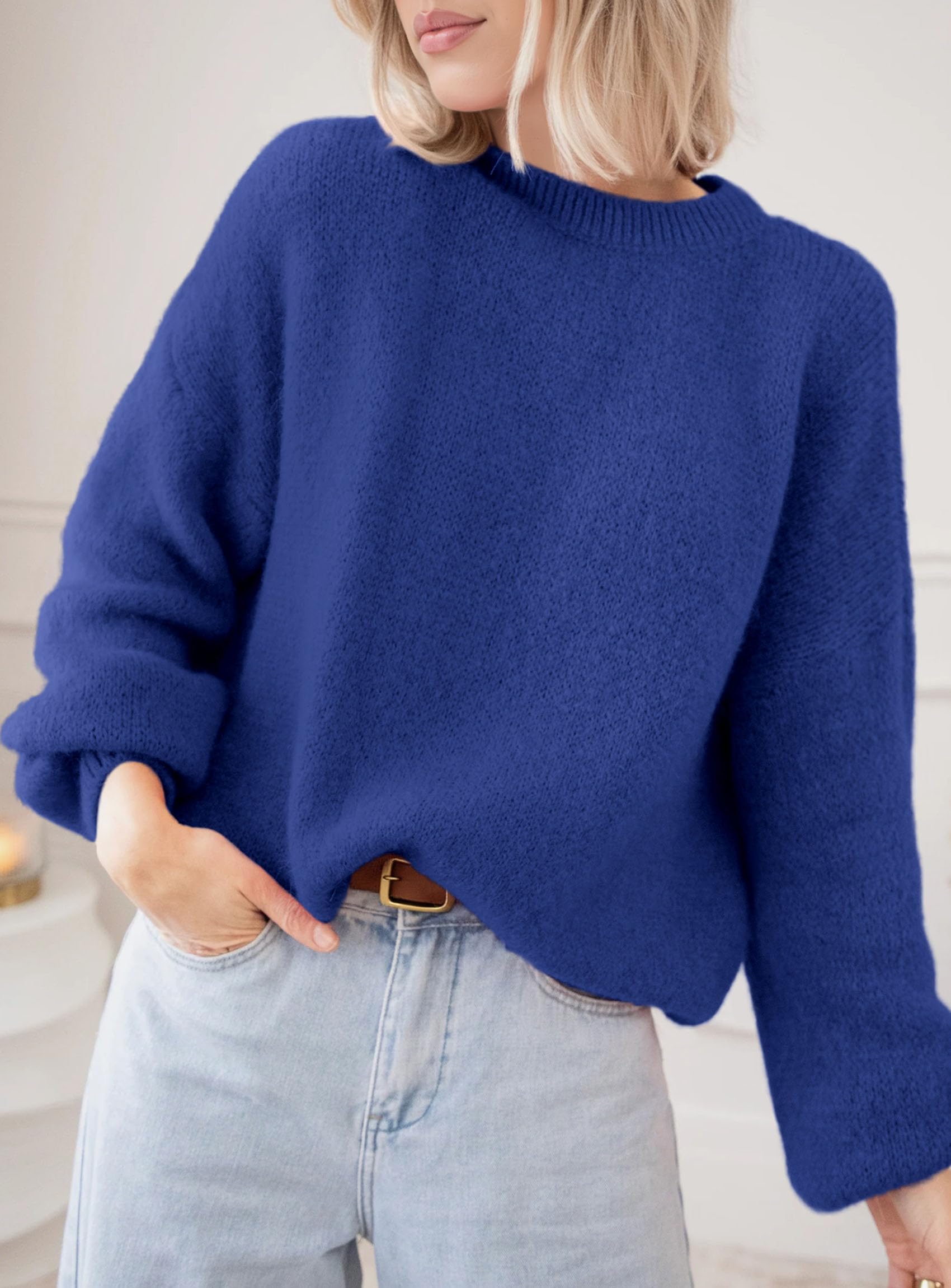 Women's Fall Oversized Holiday Sweaters (Royal Blue,S)