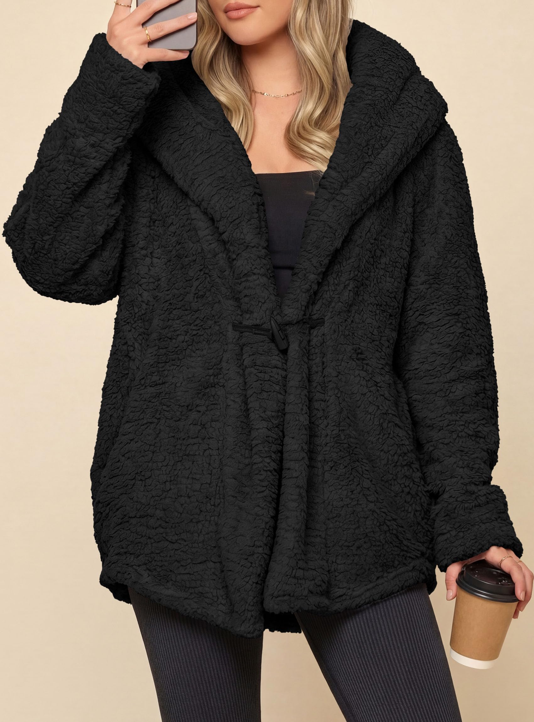 Women's Winter Warm Coats Hooded Faux Fur Sherpa Jacket