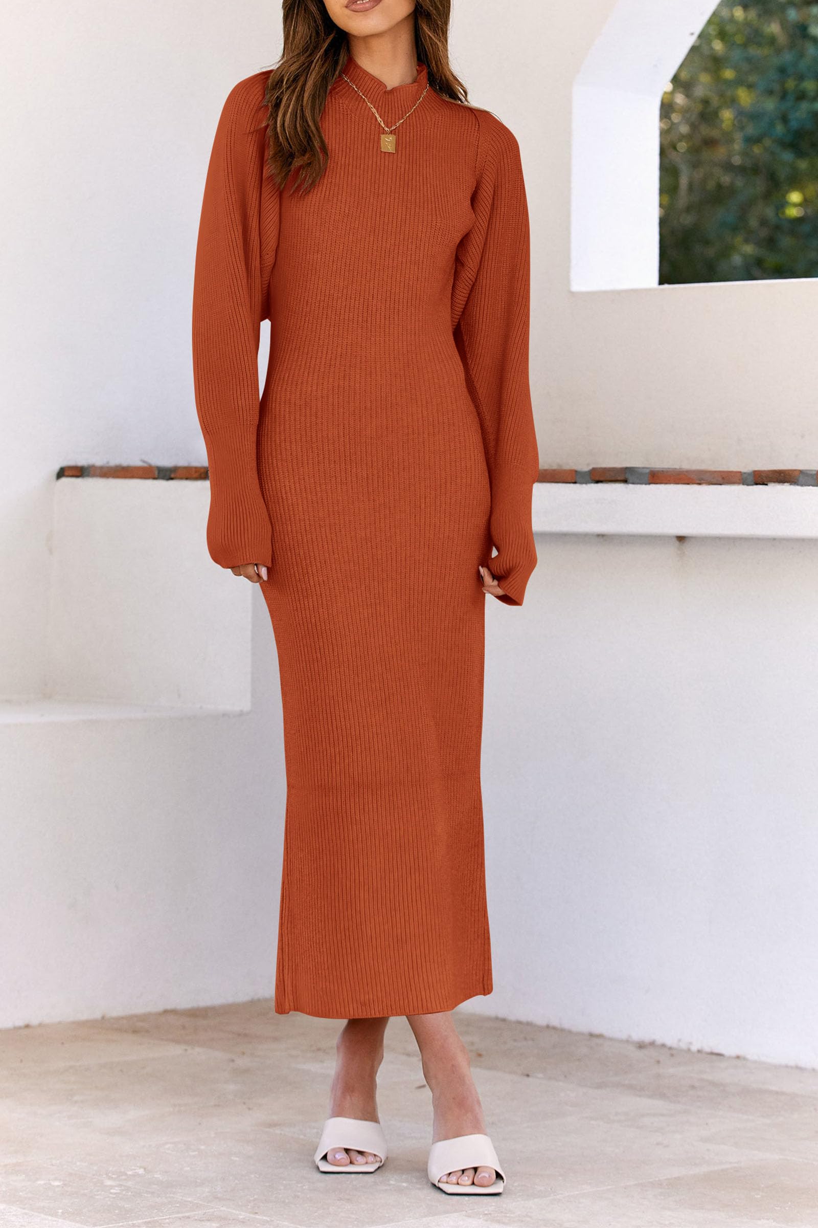 Womens 2 Piece Ribbed Knit Sweater Dress Set Date Night Outfit