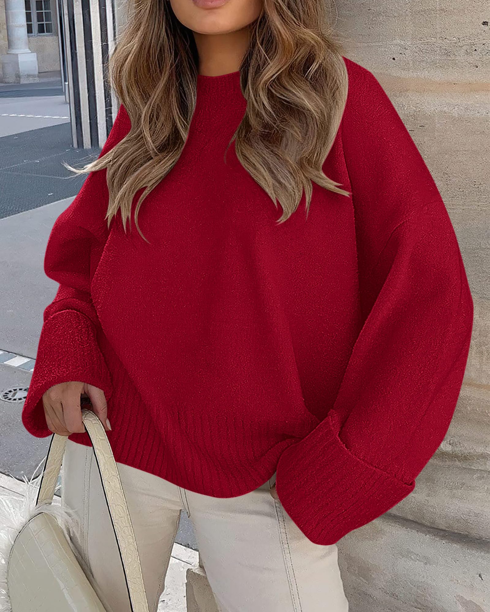 Women's Fall Fashion Cozy Oversized Sweaters(Red,M)