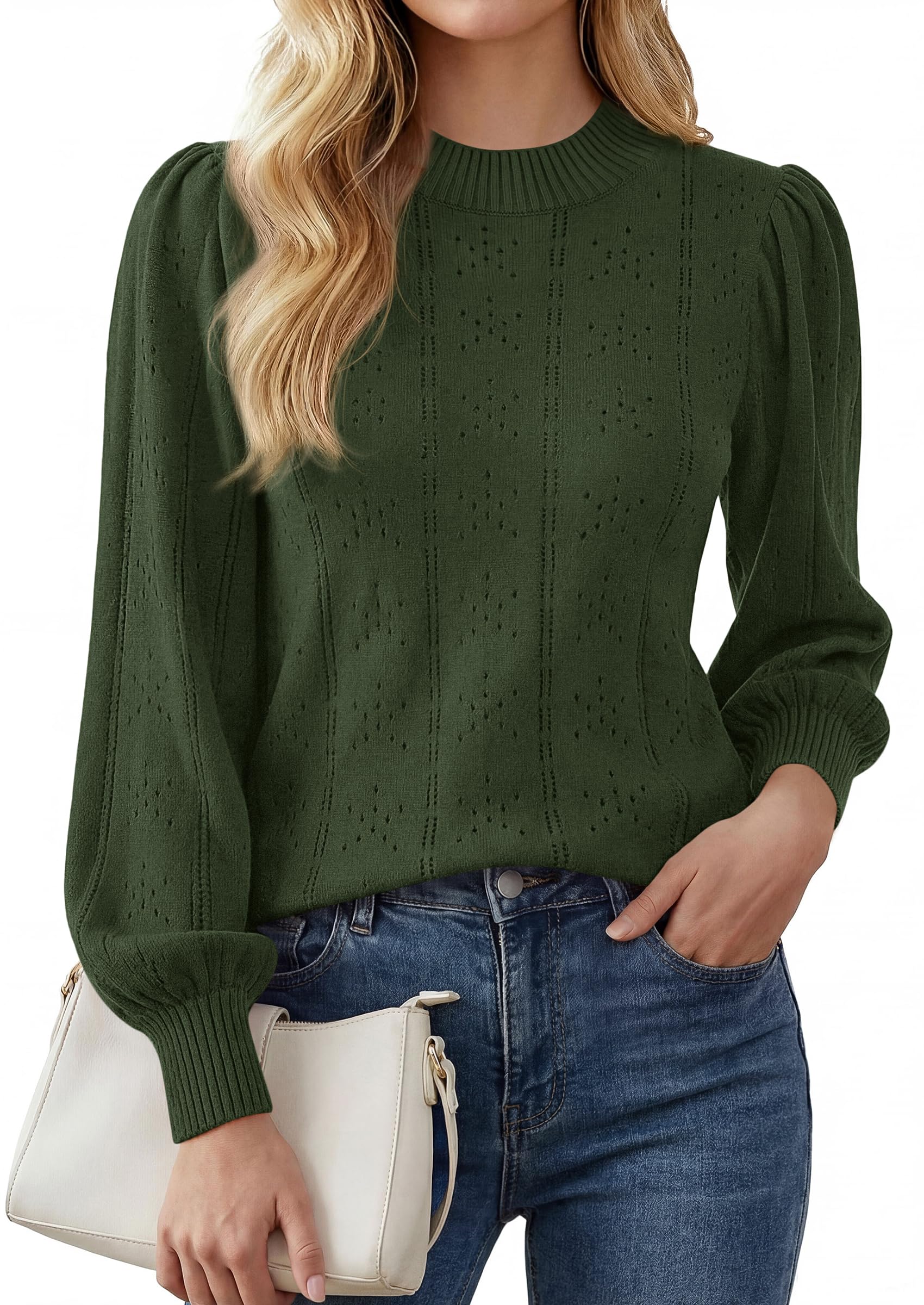 Women Fall Fashion Hollow Out Holiday Sweaters Army Green,S