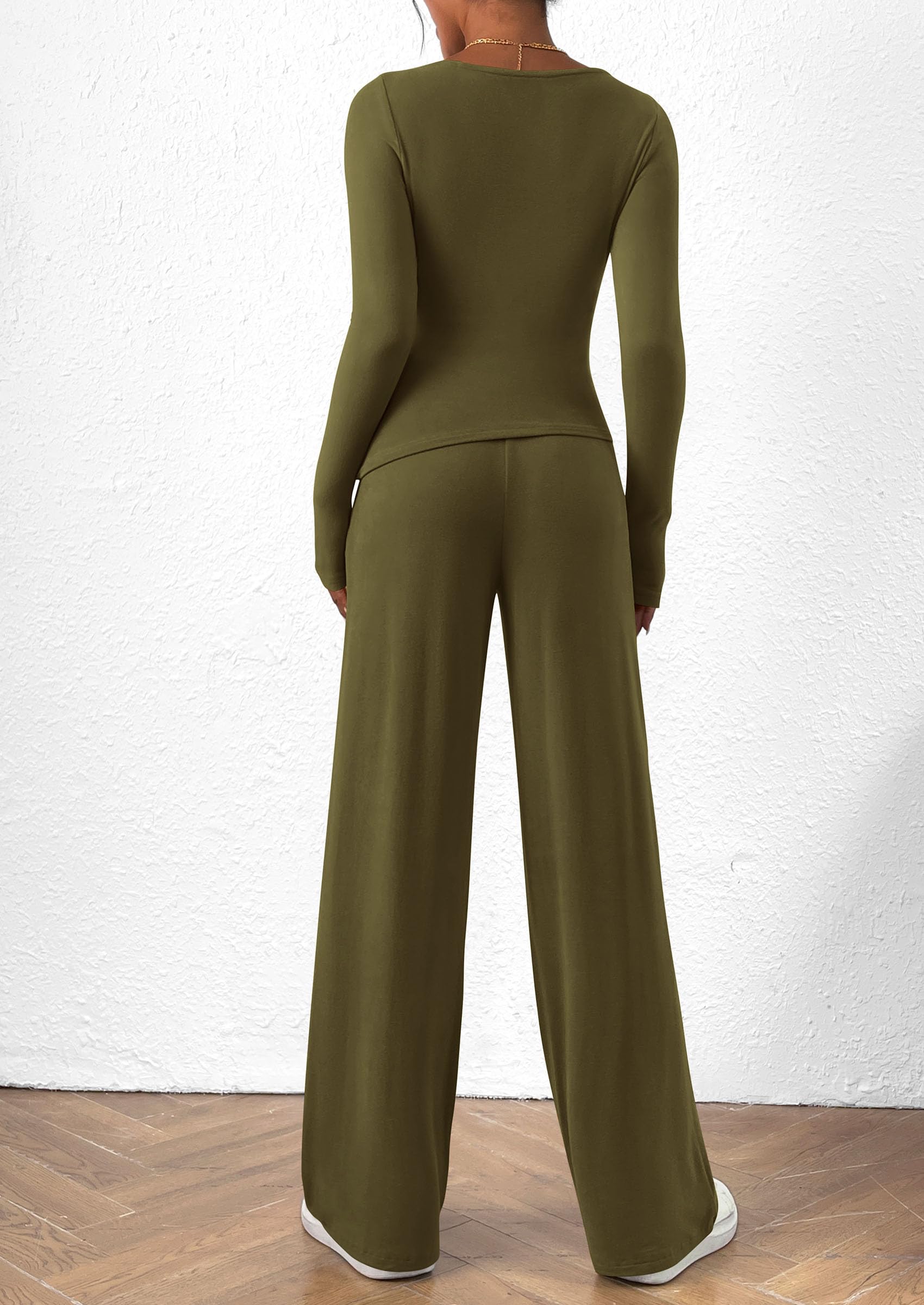 Women's 2 Piece Lounge Sets Airport Outfits(Army Green,XS)