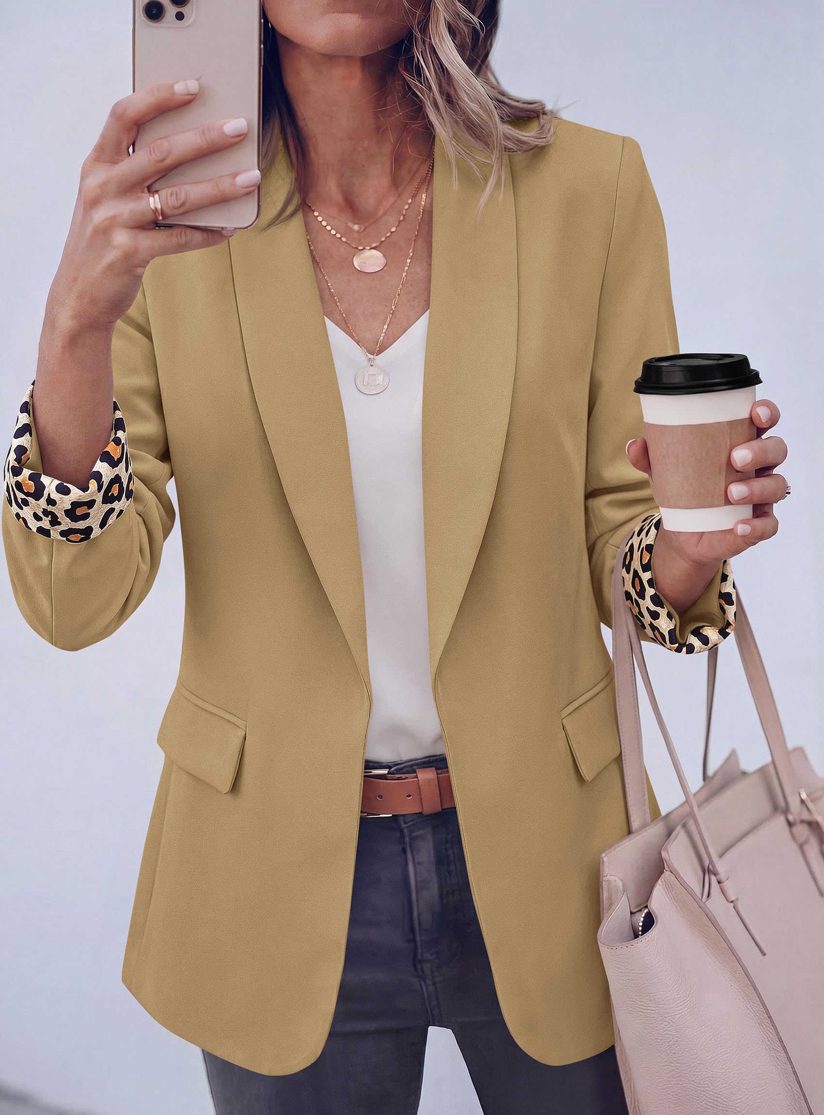 Blazers for Women Business Casual Open Front Lapel Suit Jacket