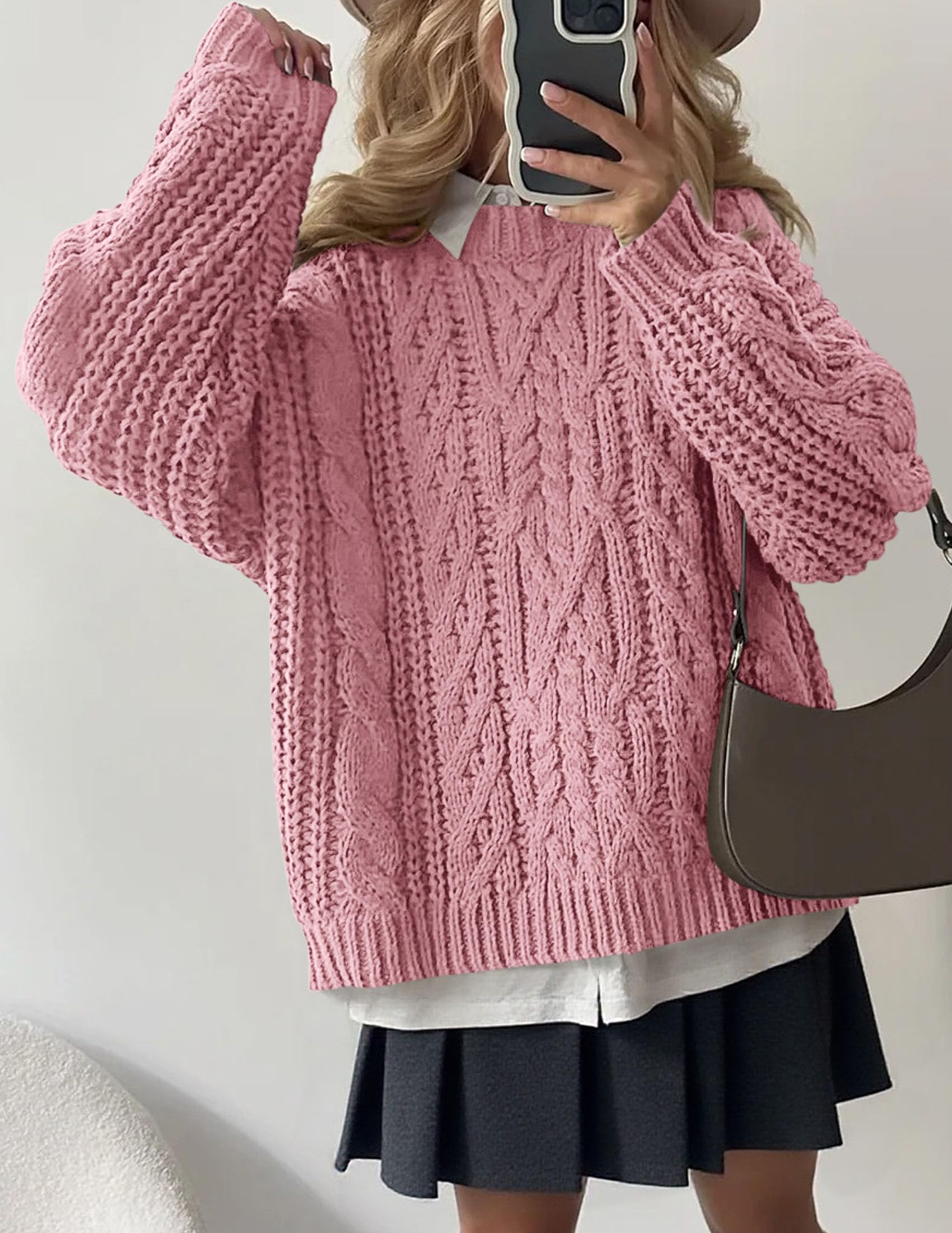 Womens Oversized Fall Sweaters Chunky Cable Knit Pullover Tops