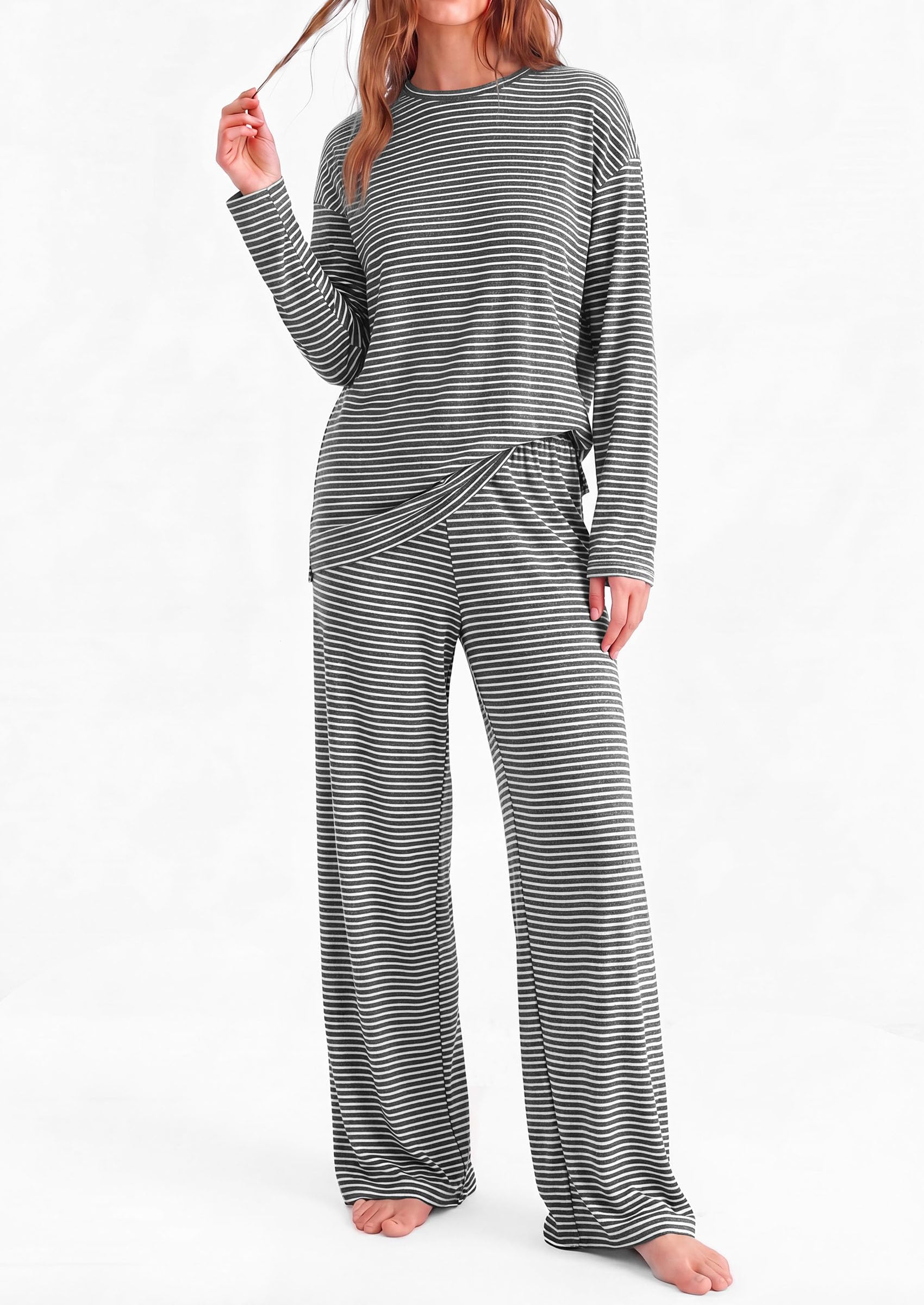 Lounge Sets for Women Fall Striped Matching Comfy Pajama Sets