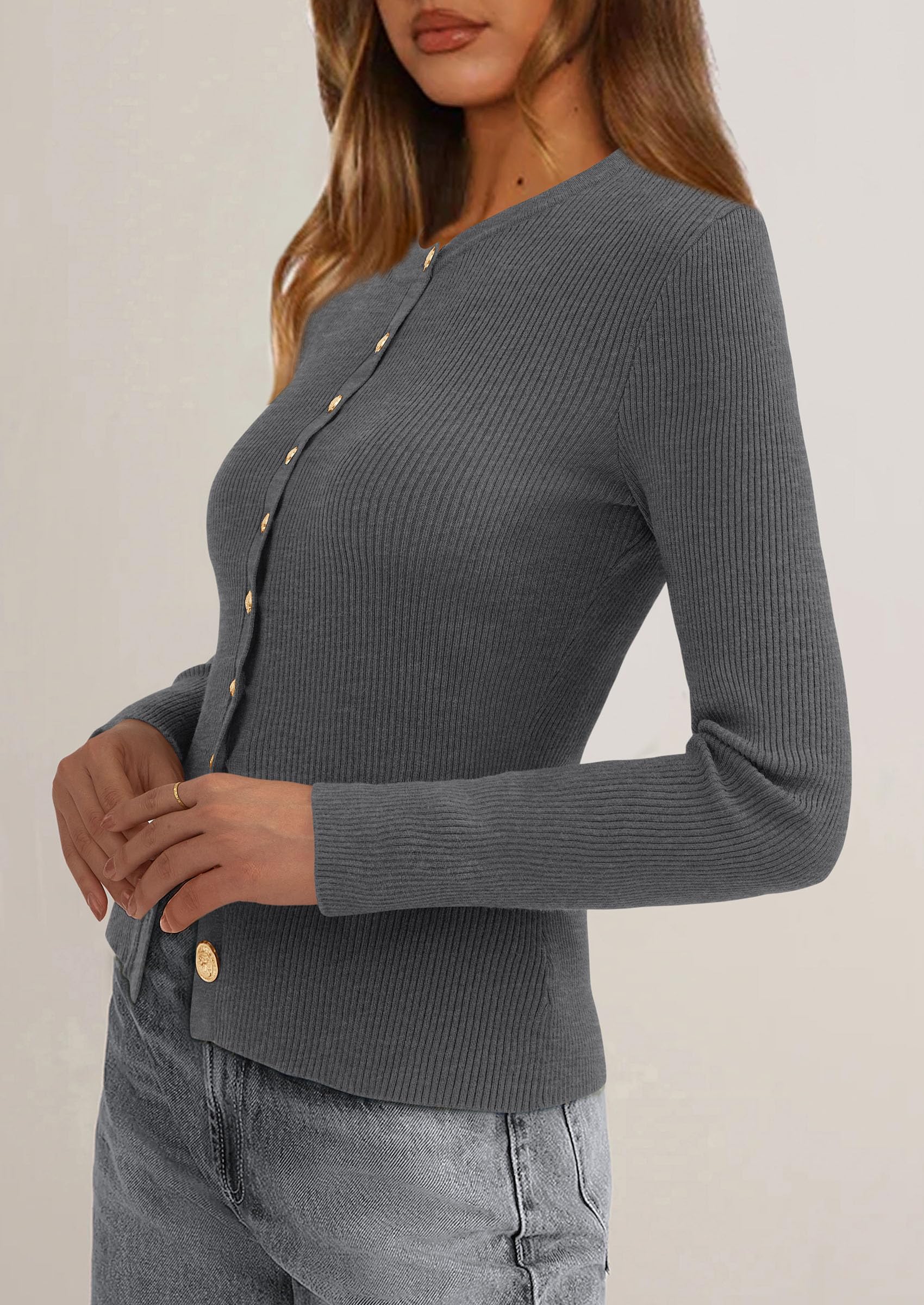 Women's Fall Lightweight Cardigan Sweaters,Grey,S