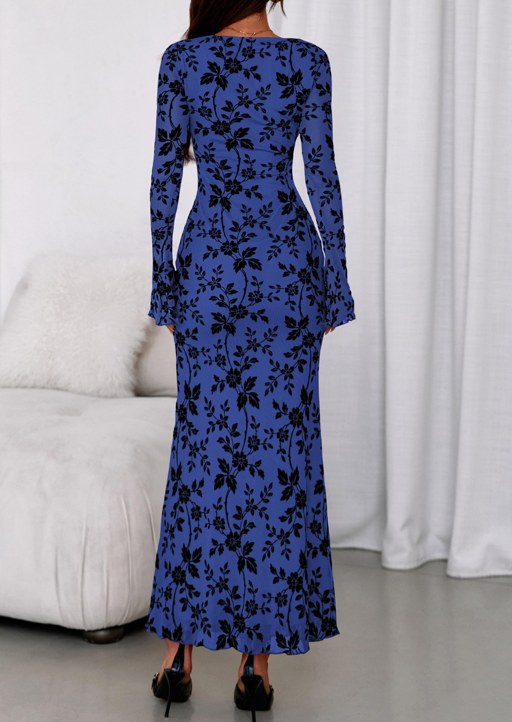 Women's Floral Bodycon Maxi Dress Wedding Guest Dresses