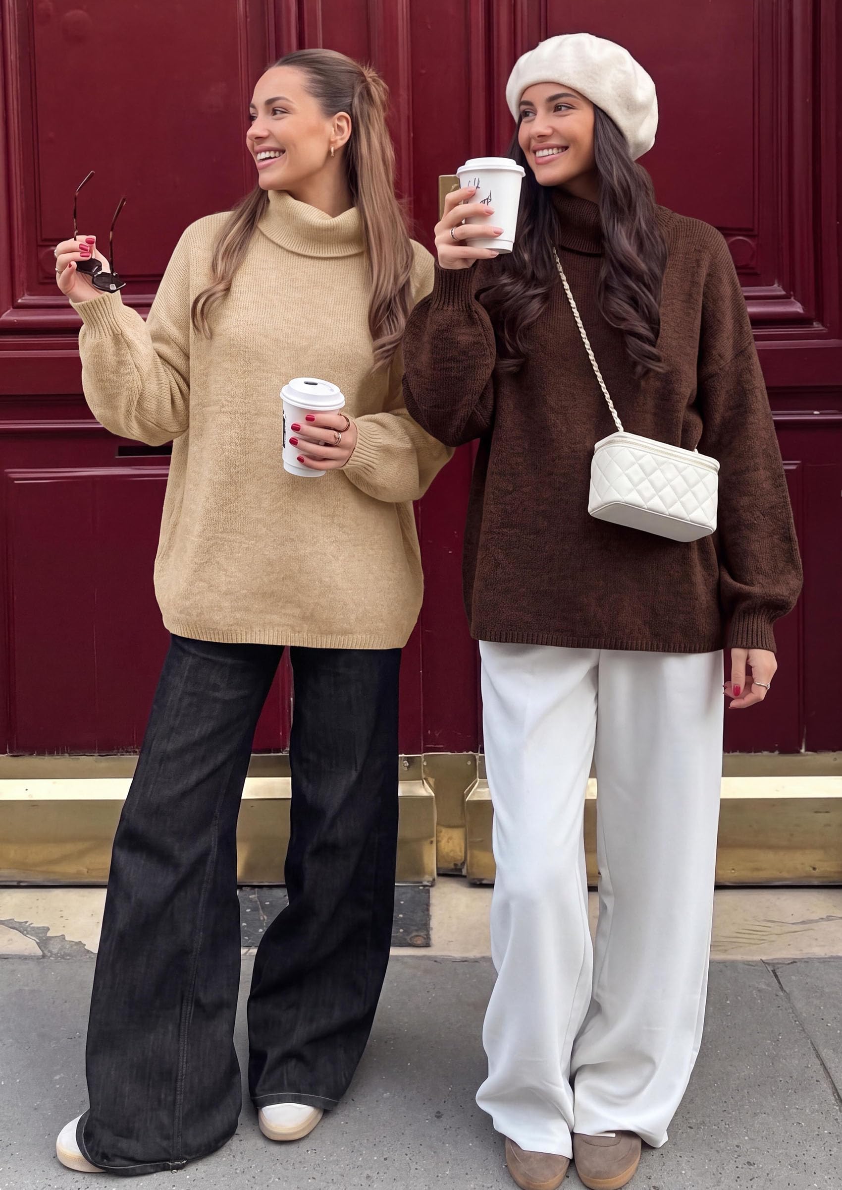 Women's Winter Turtleneck Sweaters Oversized Warm Pullover