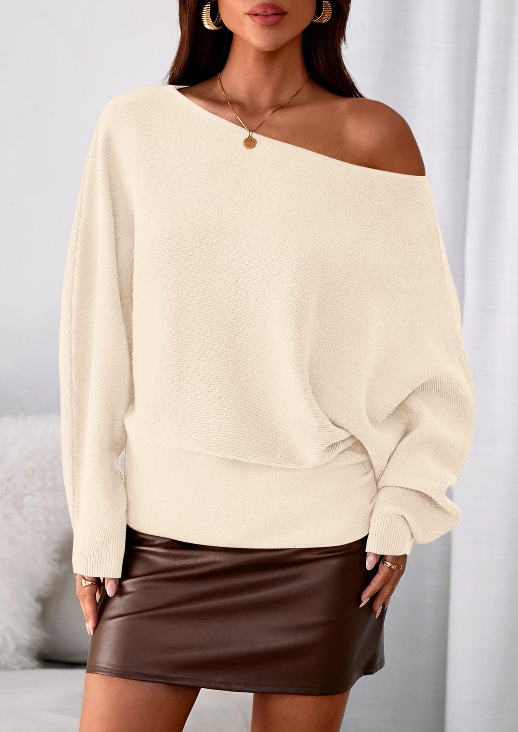 Women's Off the Shoulder Sweater Trendy Fall Going Out Tops
