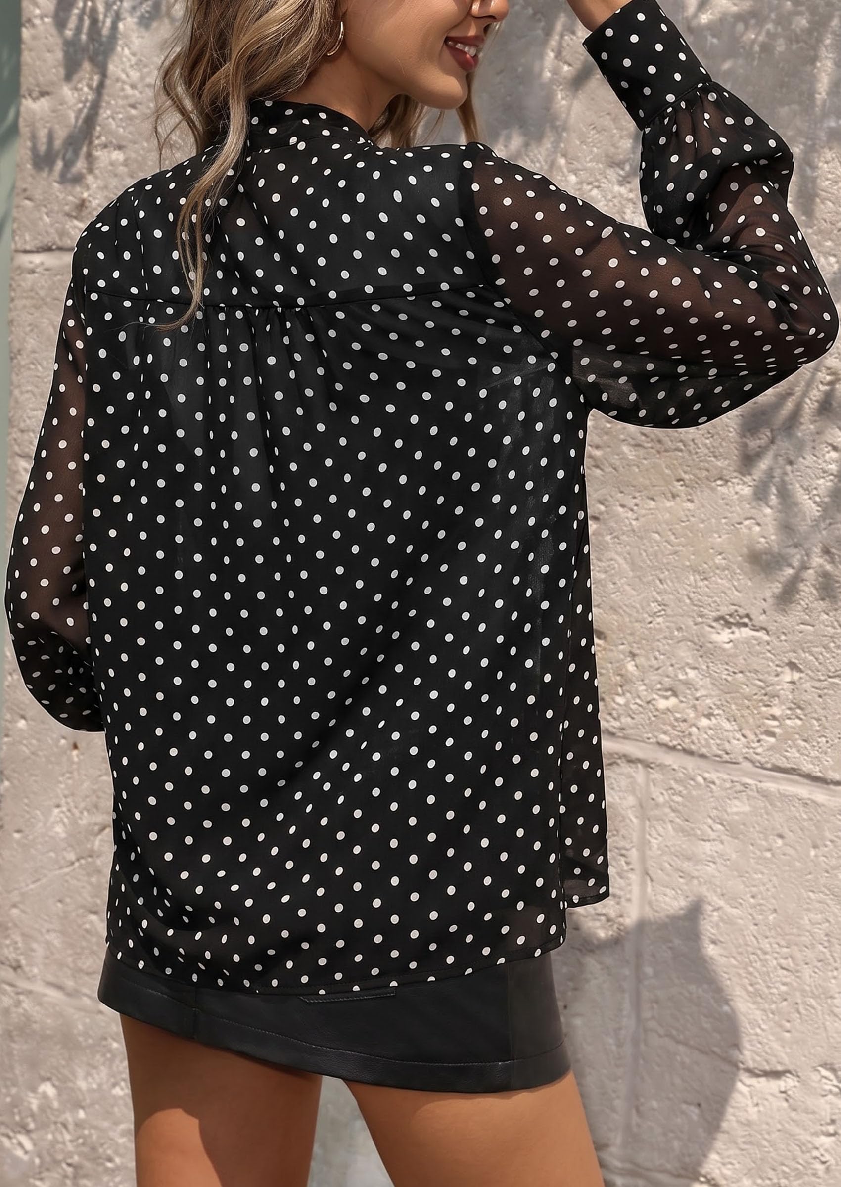 Women's Chiffon Boho Blouses Dressy Business Casual Work Tops
