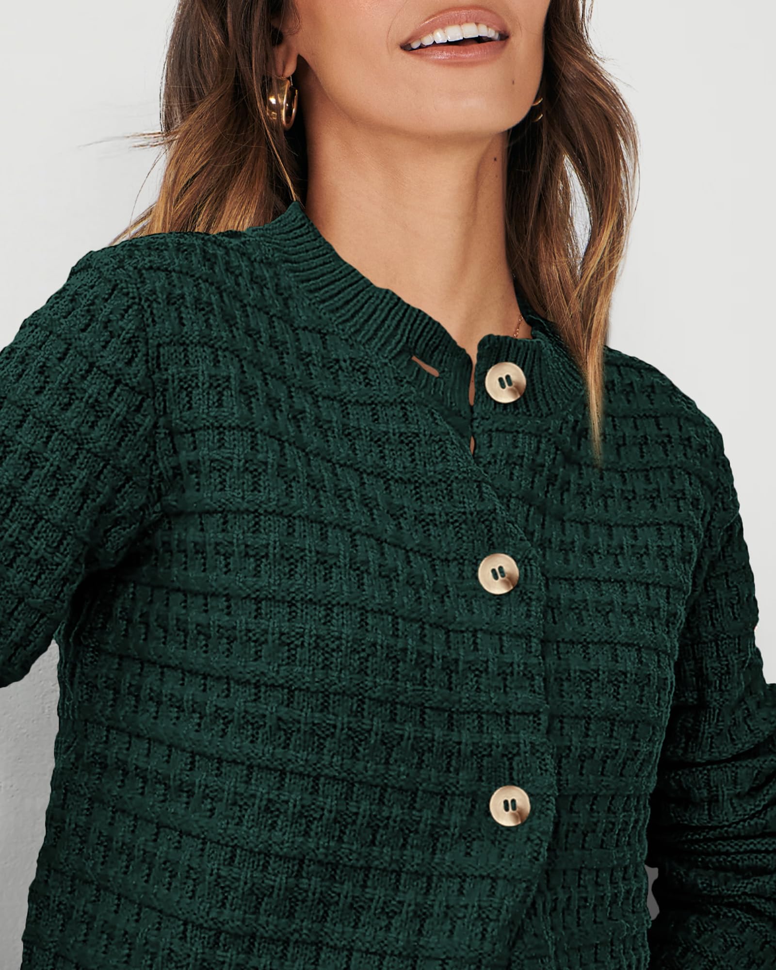 Women's Fall Lightweight Cardigan Sweaters Dark Green