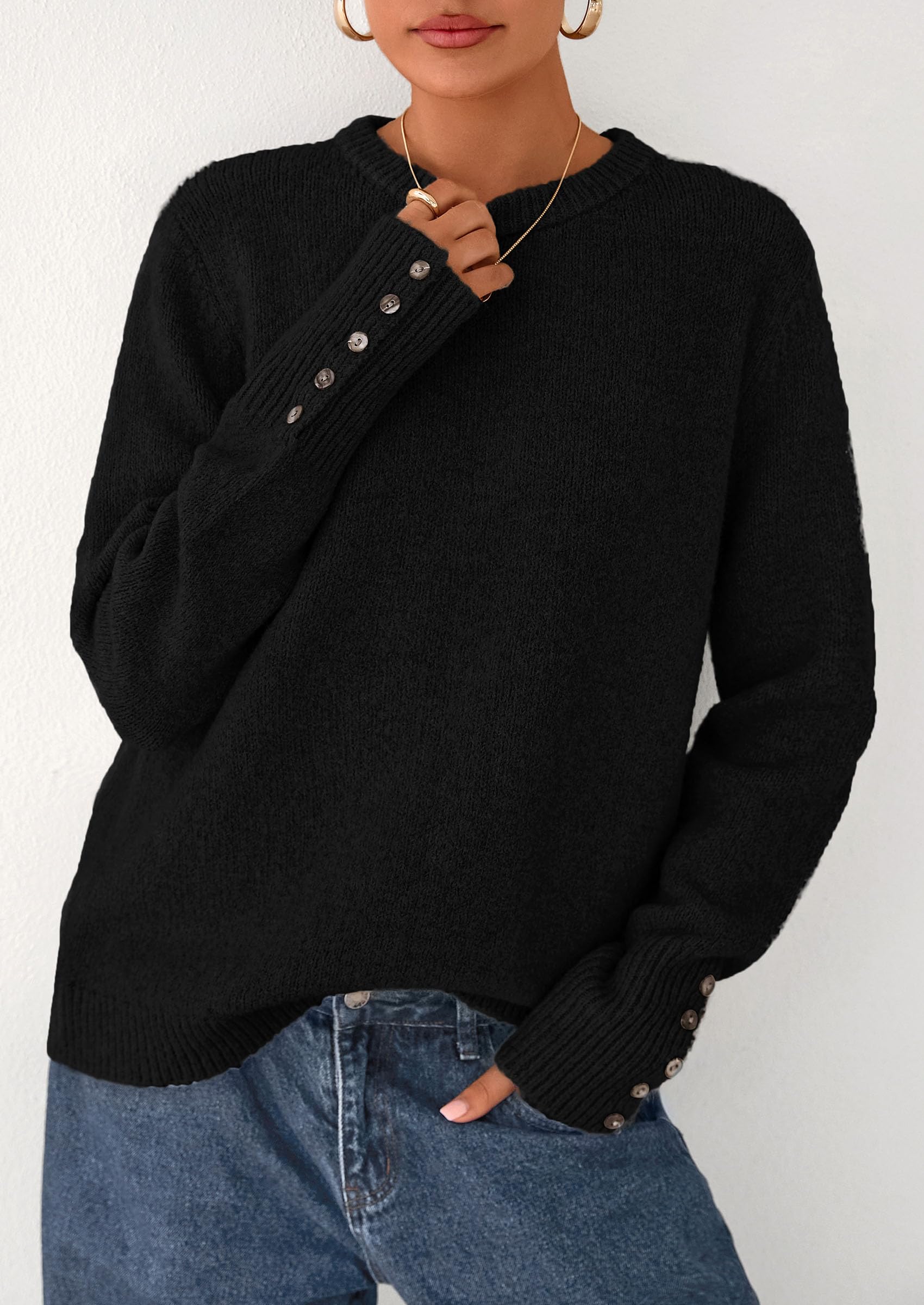 Fall Sweaters for Women Cozy Casual Pullover Ribbed Knit Tops