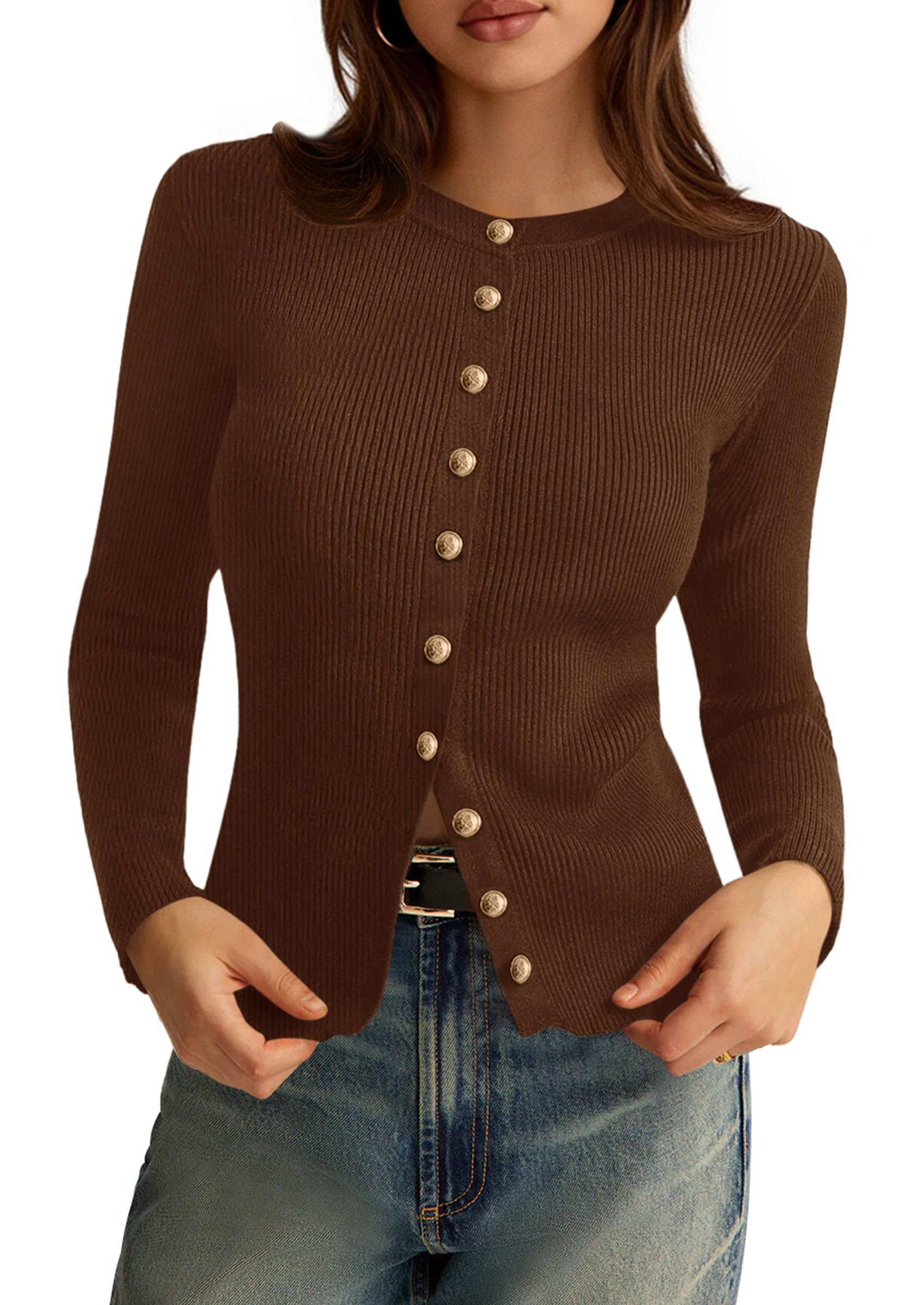 Women's Fall Lightweight Cardigan Sweaters,Light Brown,S