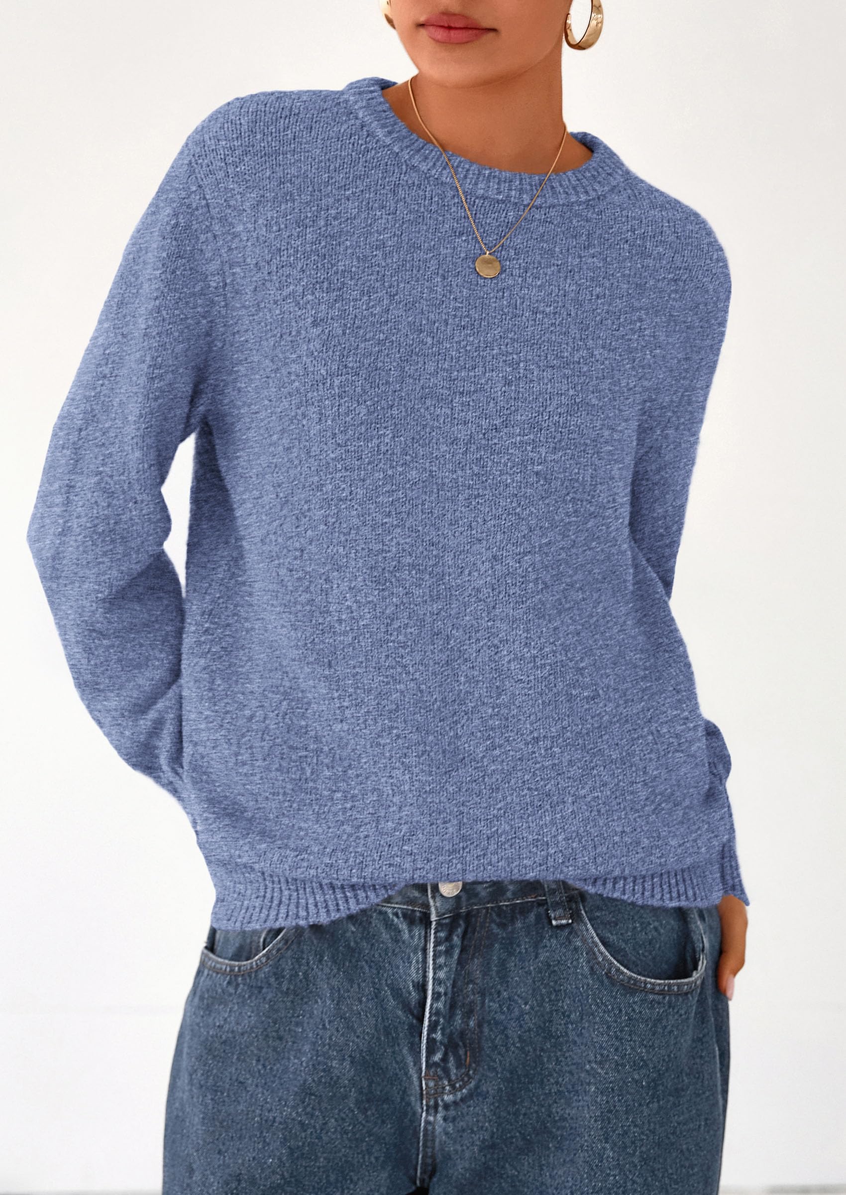 Fall Sweaters for Women Cozy Casual Pullover Ribbed Knit Tops