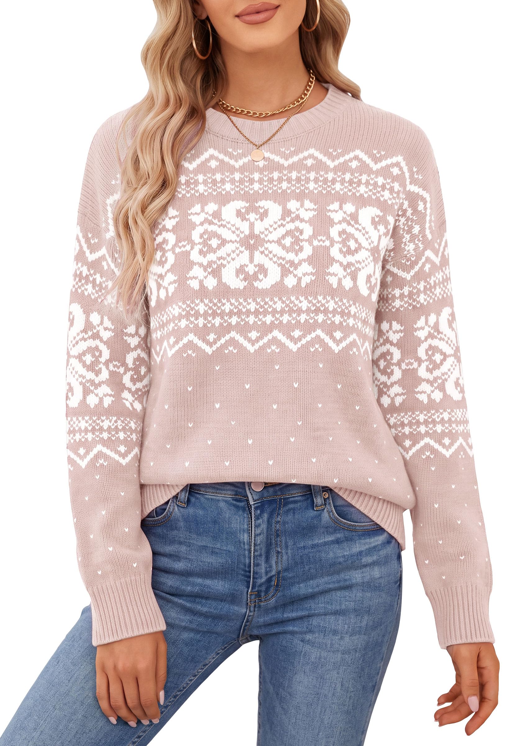 Sweaters for Women Fair Isle Oversized Pullover Fall Outfits
