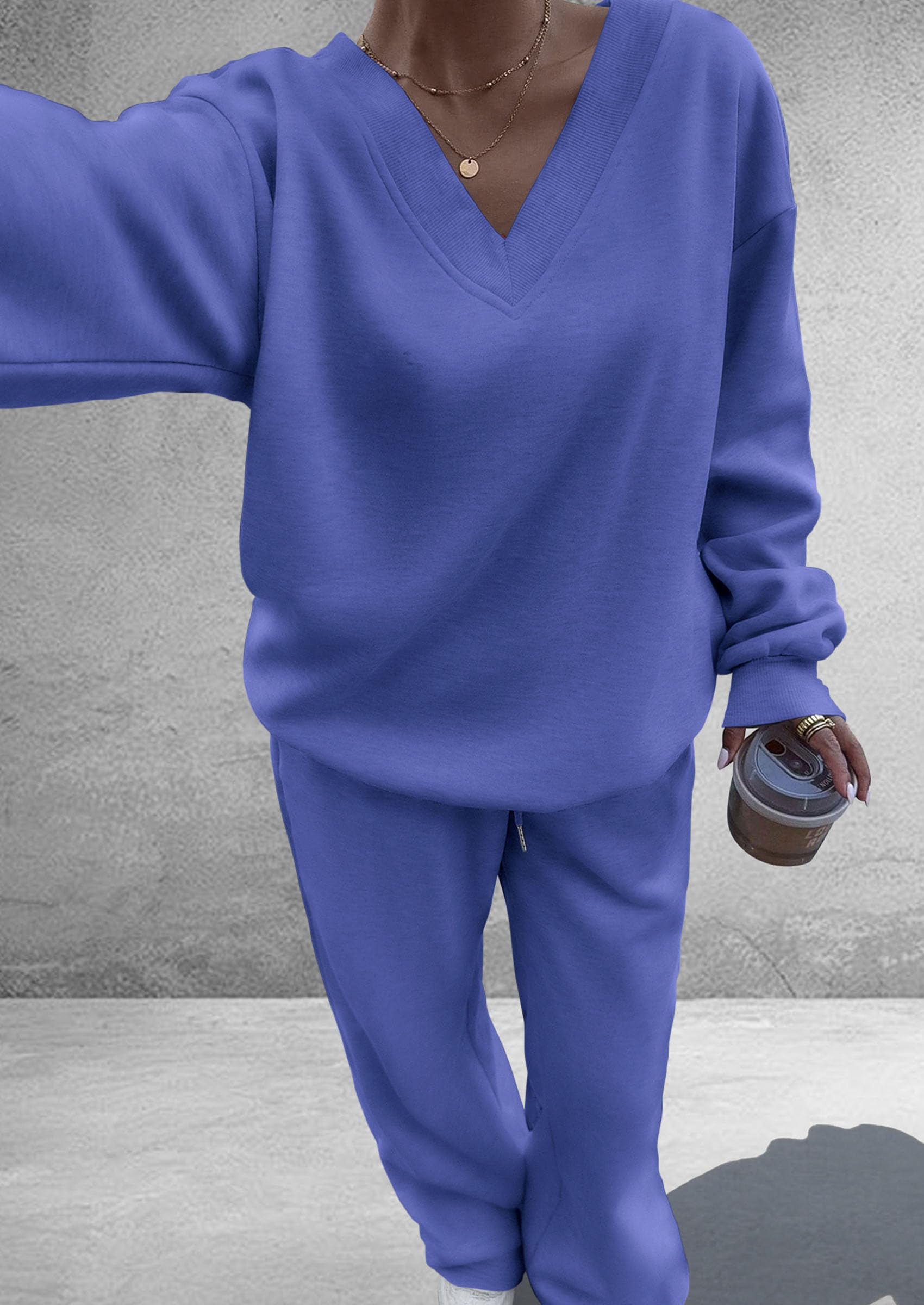 Womens 2 Piece Outfits Fall Sweatsuits,Blue,S