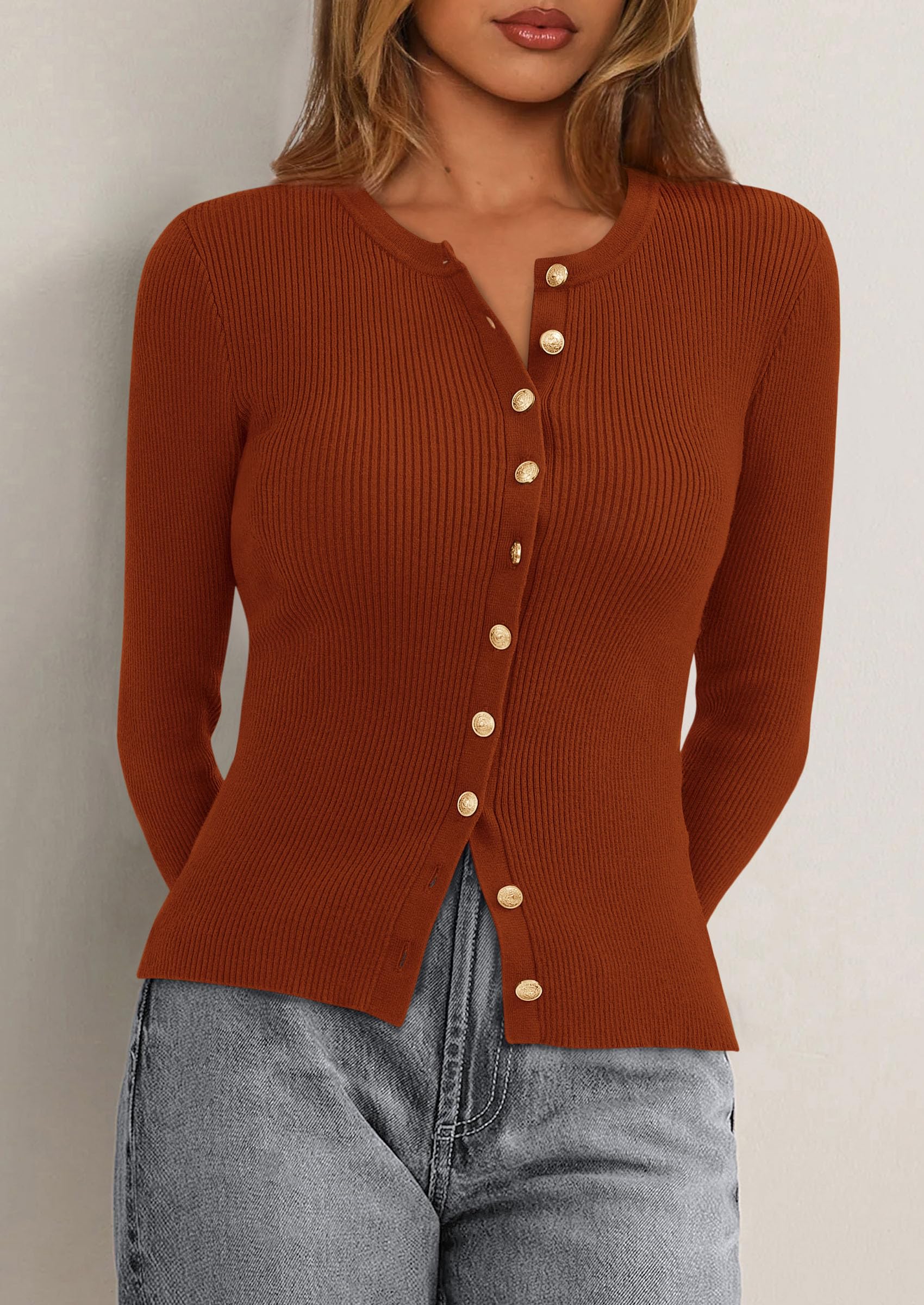 Women's Fall Lightweight Cardigan Sweaters,Caramel,S