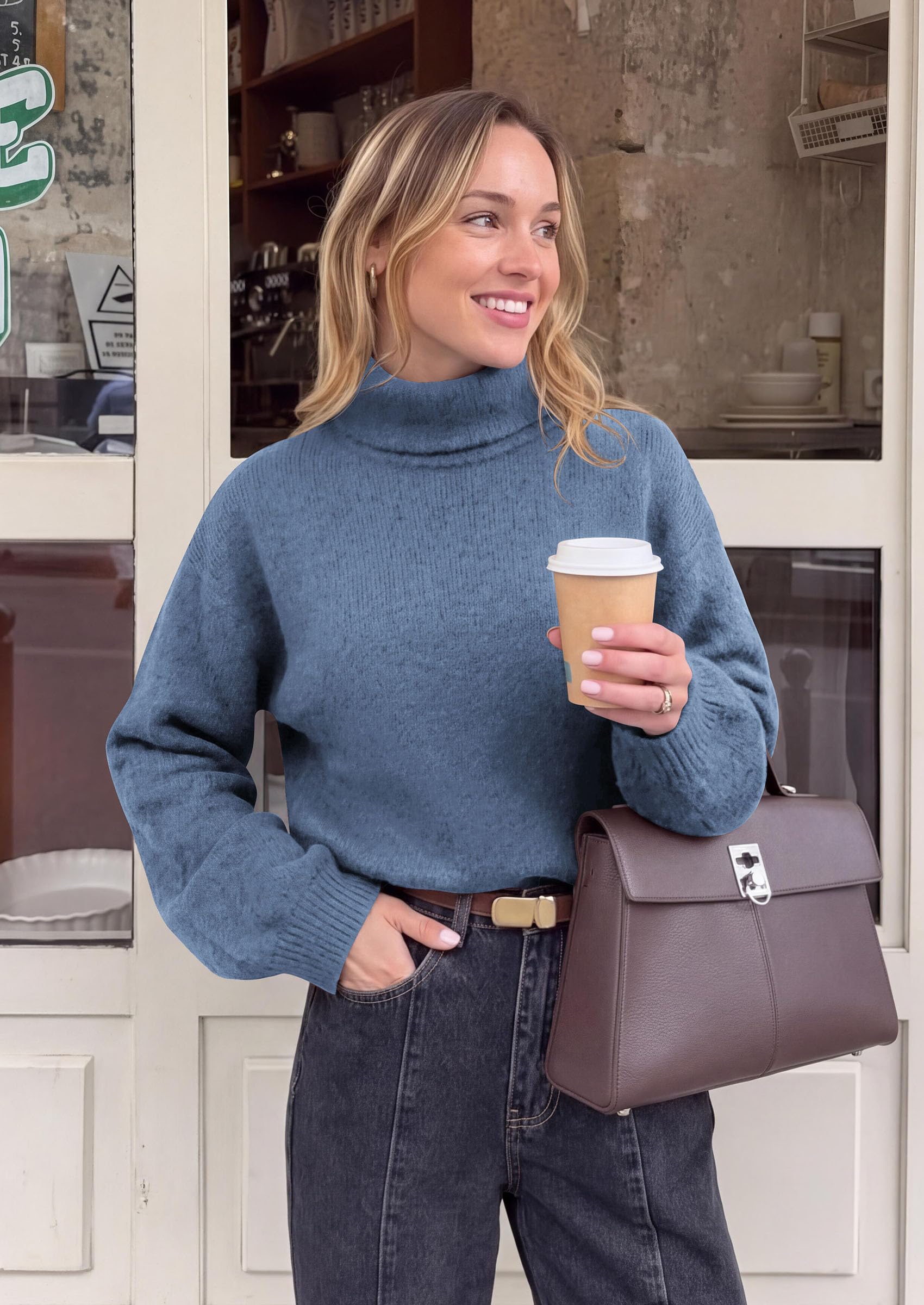 Women's Winter Turtleneck Sweaters Oversized Warm Pullover