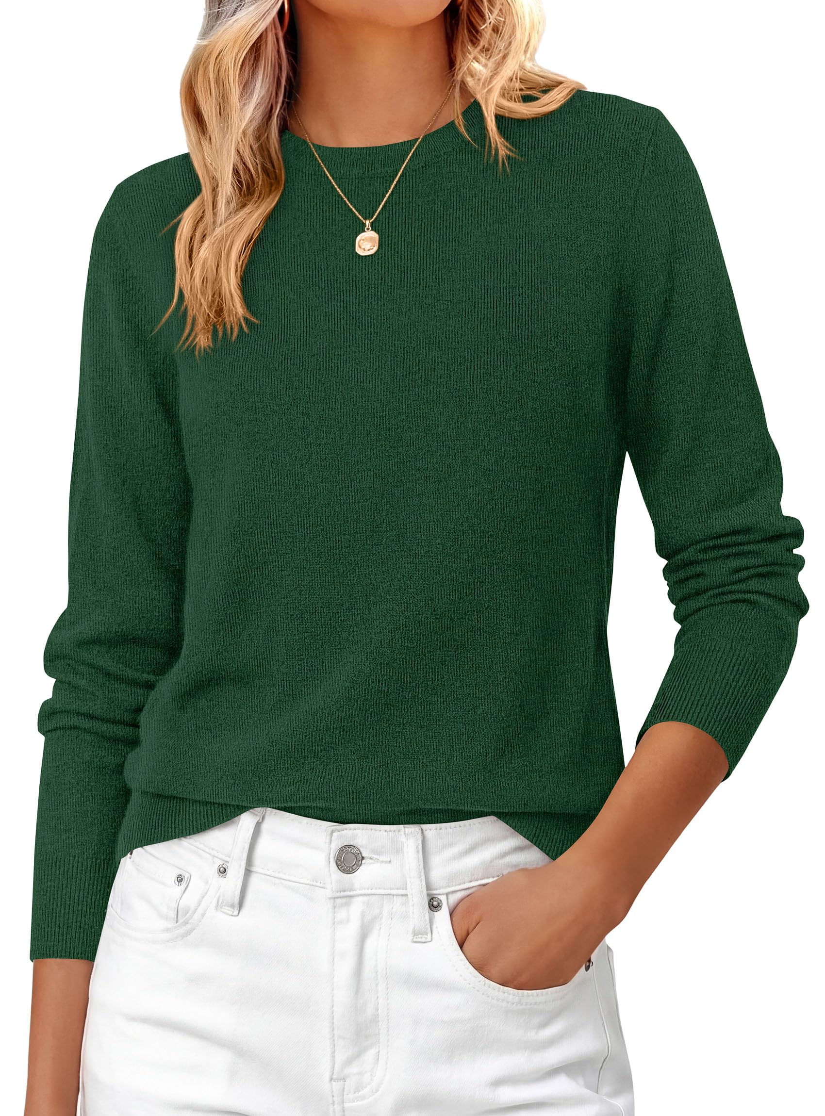 Womens Fall Basic Long Sleeve Sweater,Dark Green,XS