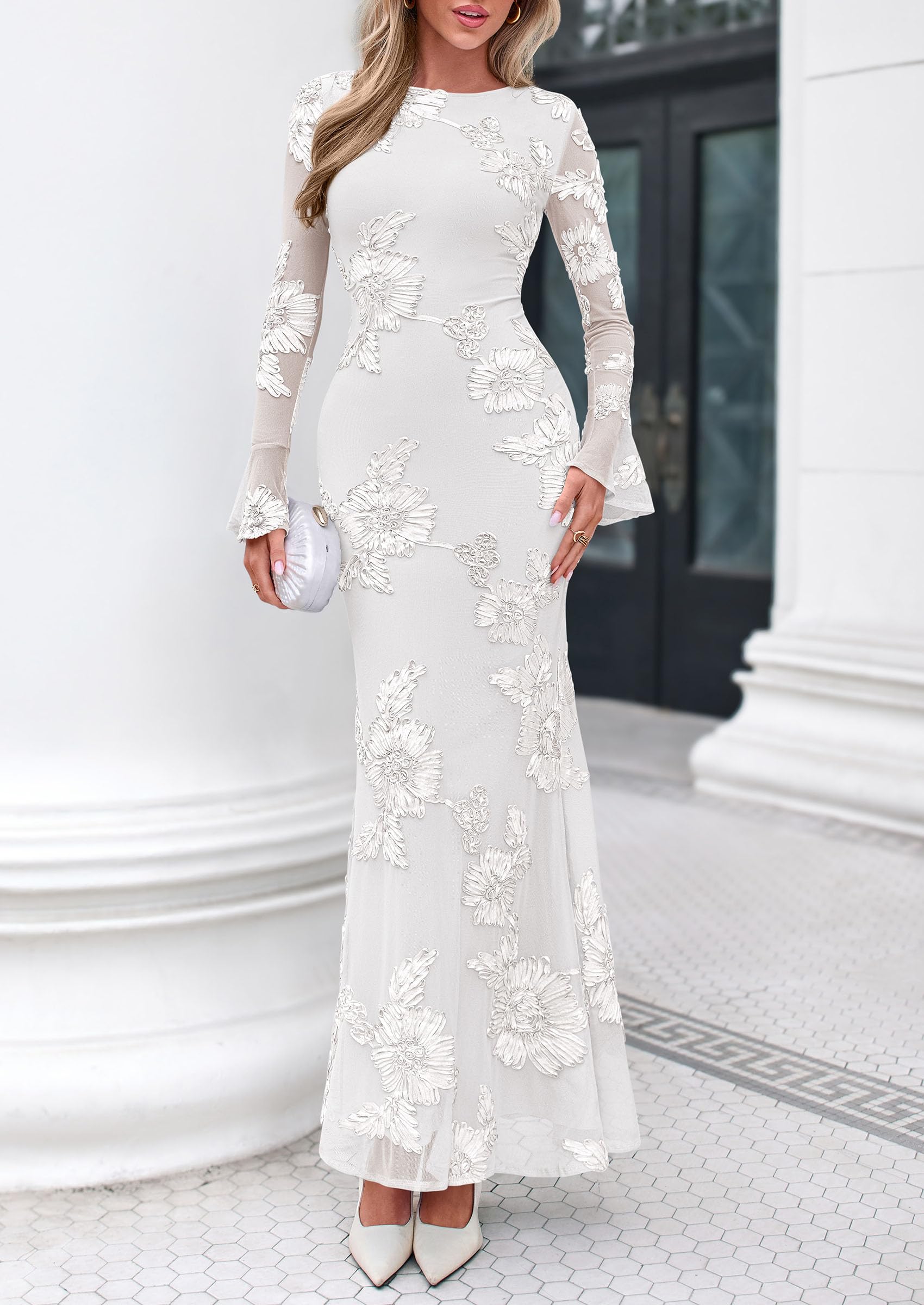 Women's Formal Floral Maxi Bodycon Wedding Guest Dresses 2026