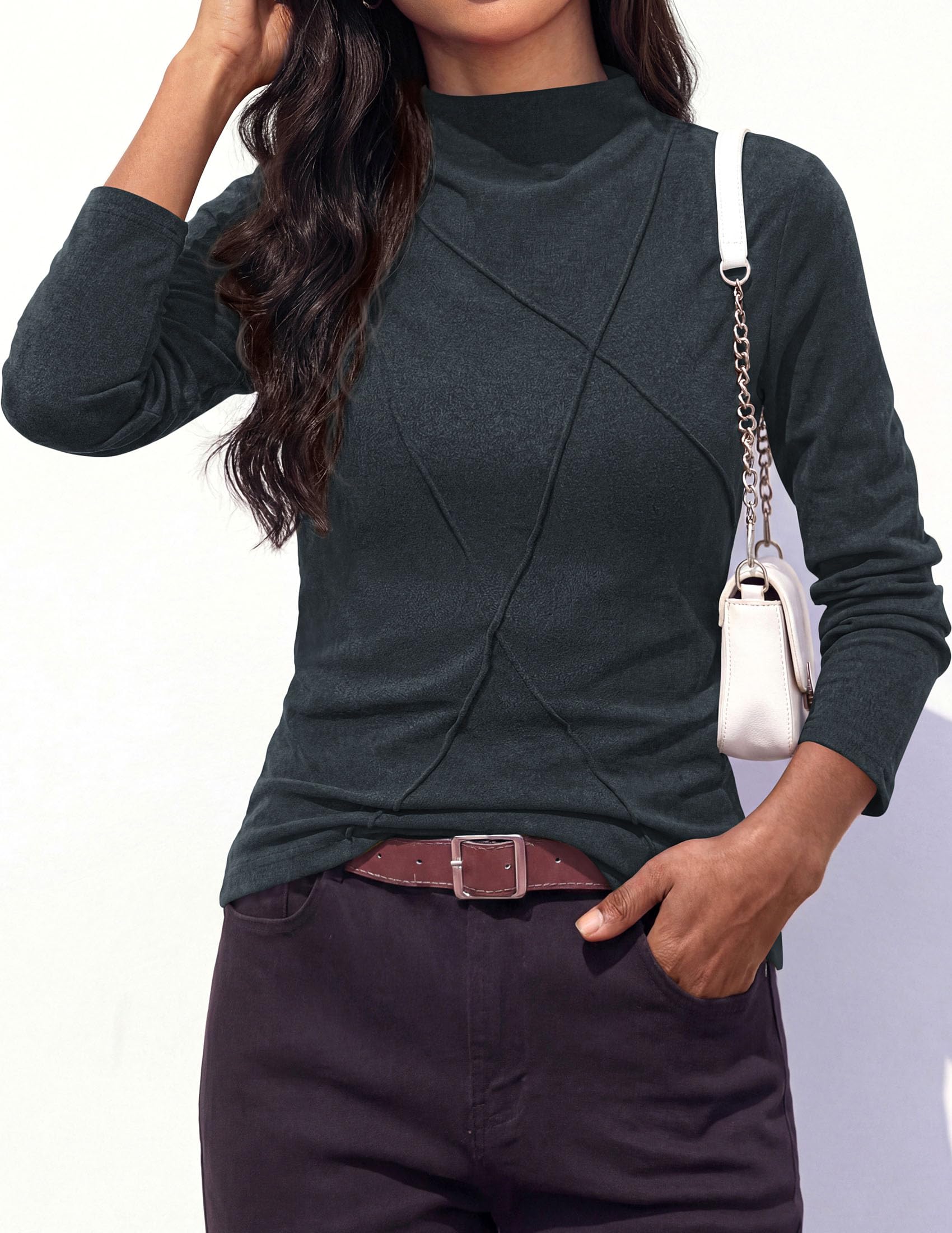 Women's Mock Neck Long Sleeve Shirts Underscrub Fall Tops