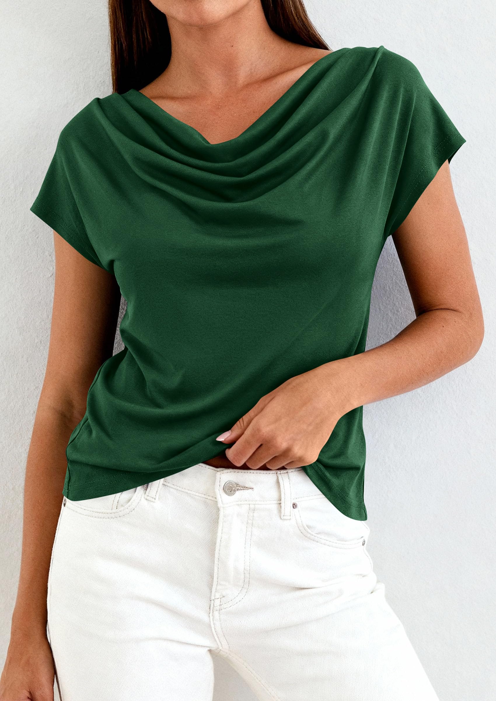 Womens Tops Dressy Business Casual Work Blouses, Green,XS