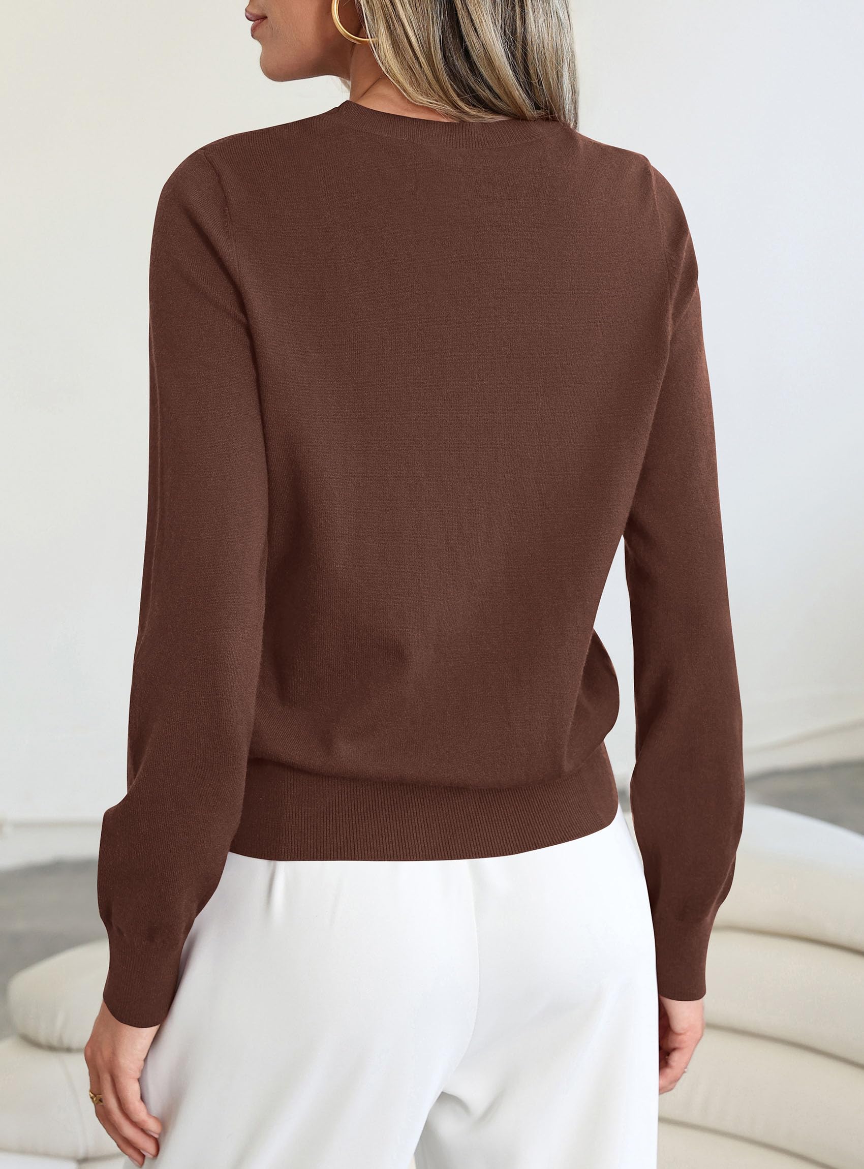Womens Fall Basic Long Sleeve Sweater,Light Brown,XS