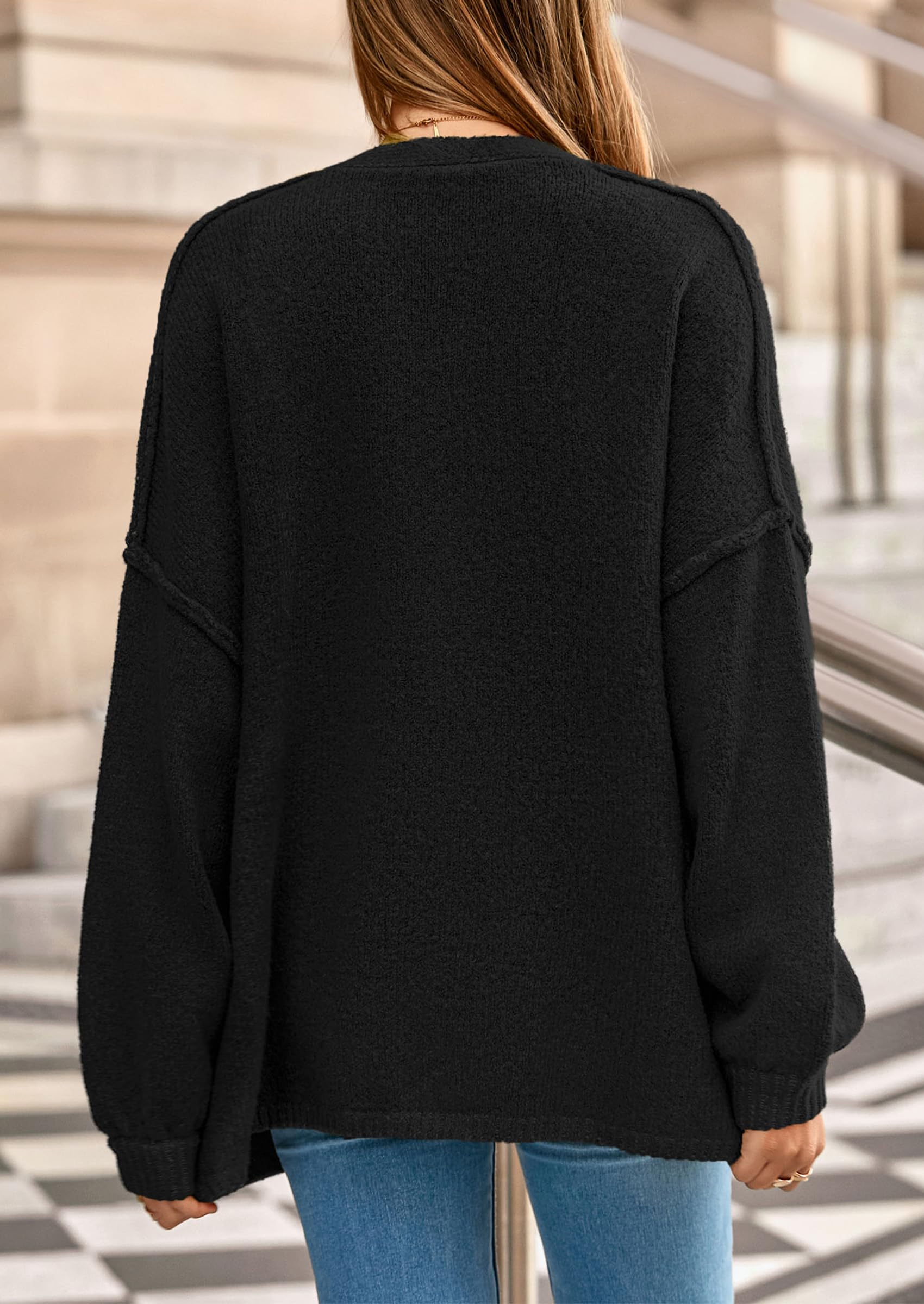 Oversized Chunky Cardigan Sweaters for Women Black,S
