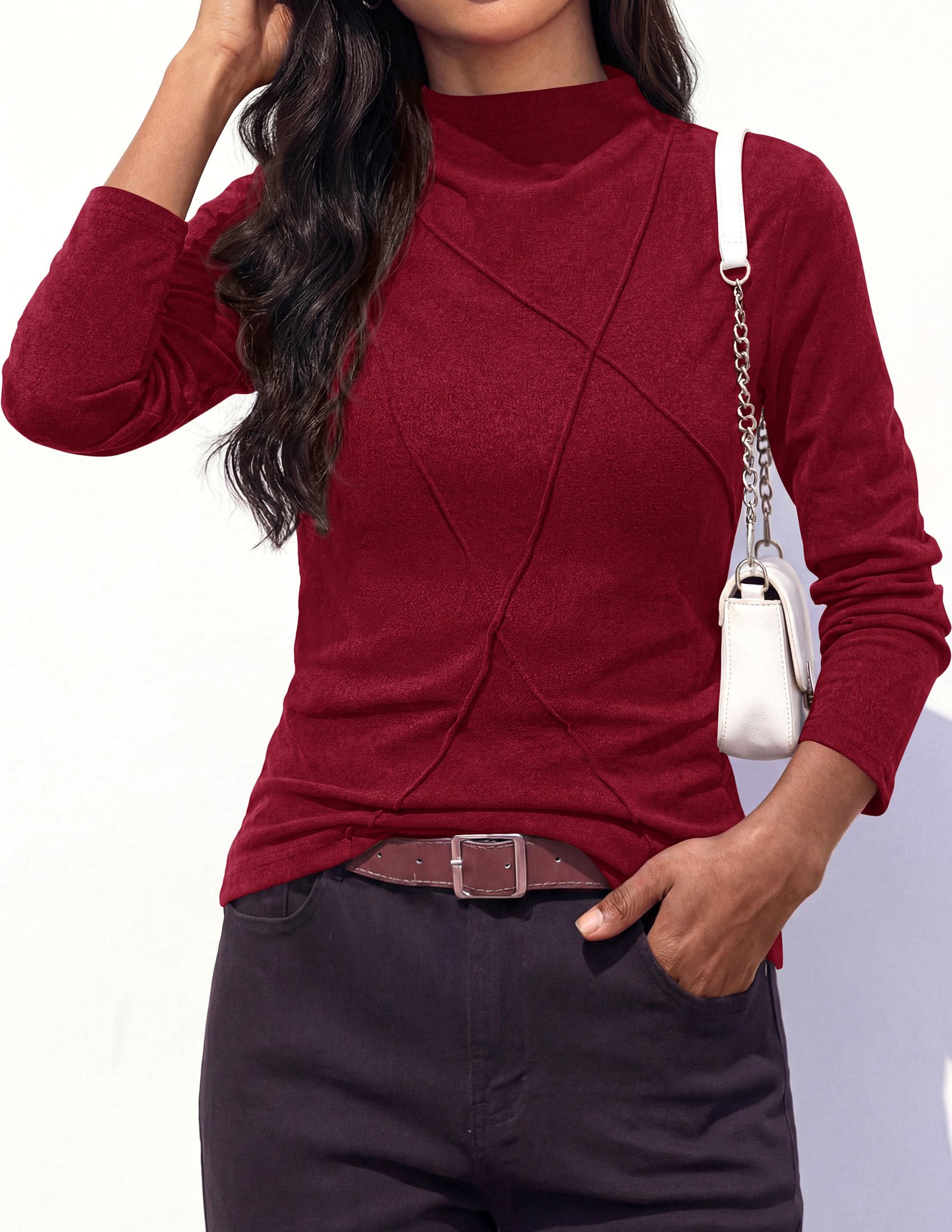 Women's Mock Neck Long Sleeve Shirts Underscrub Fall Tops
