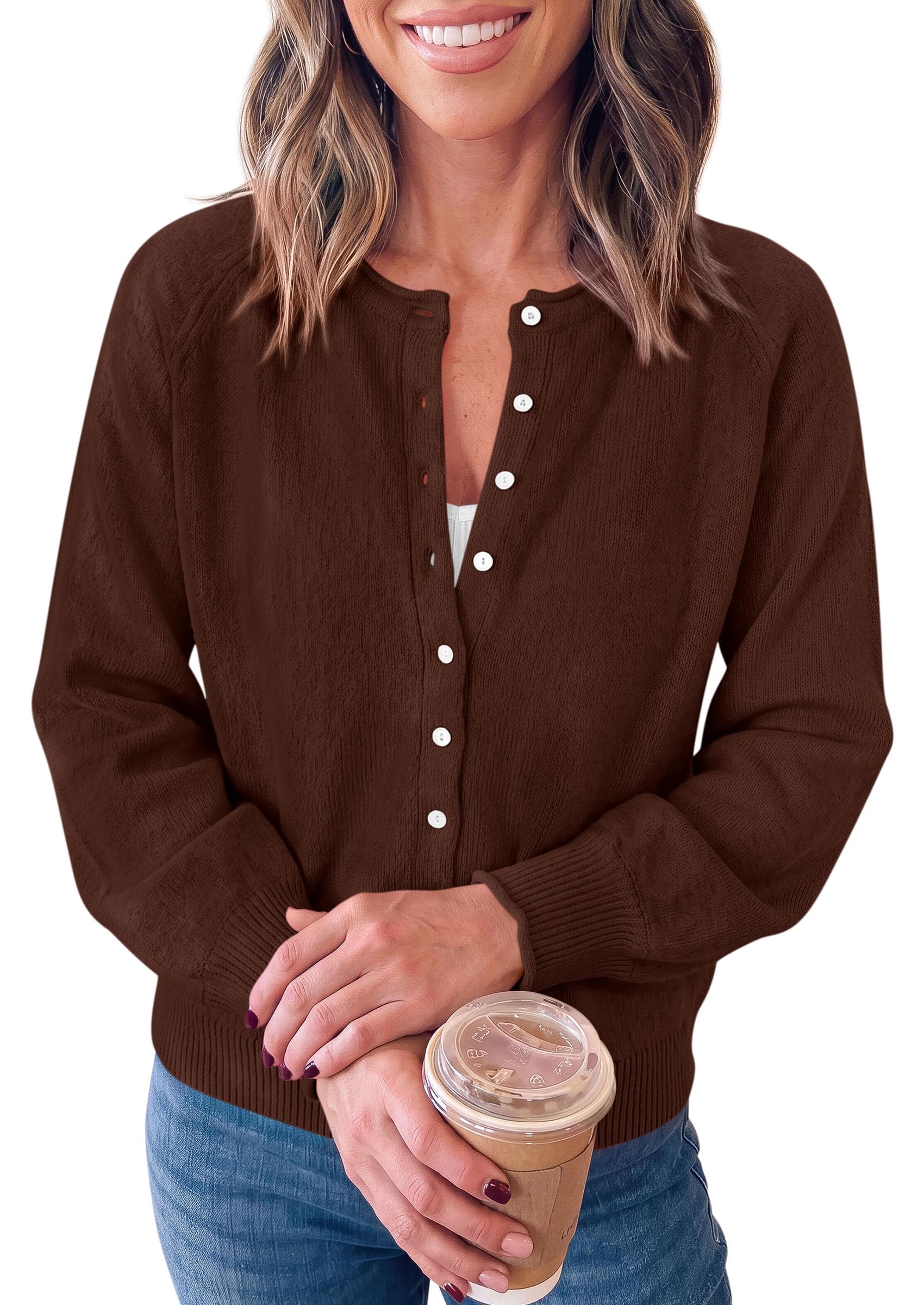 Women's Knit Button Up Cardigan Fall Lightweight Cozy Sweaters