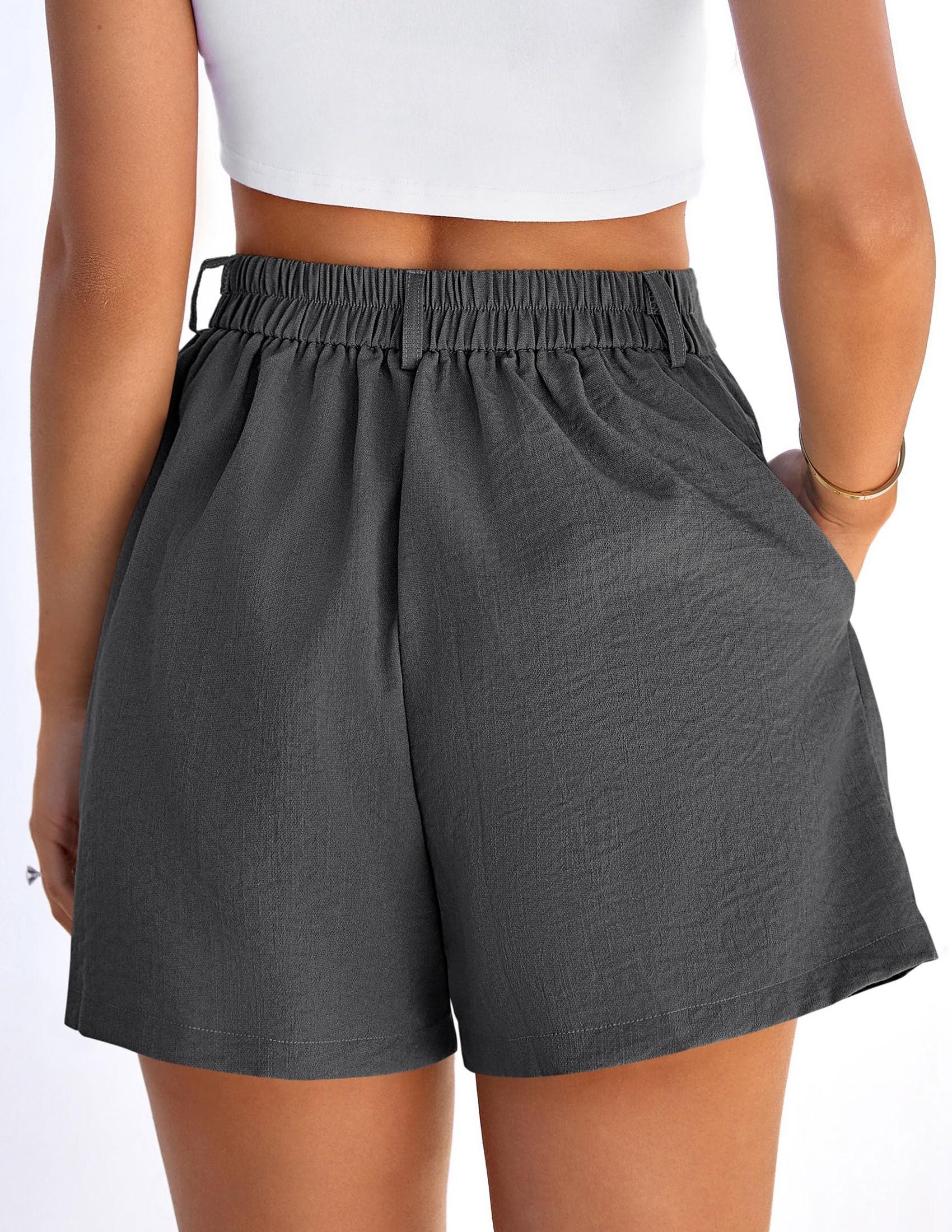 Womens Shorts Dressy Casual High Waisted Wide Leg Trousers,Dark Grey,S