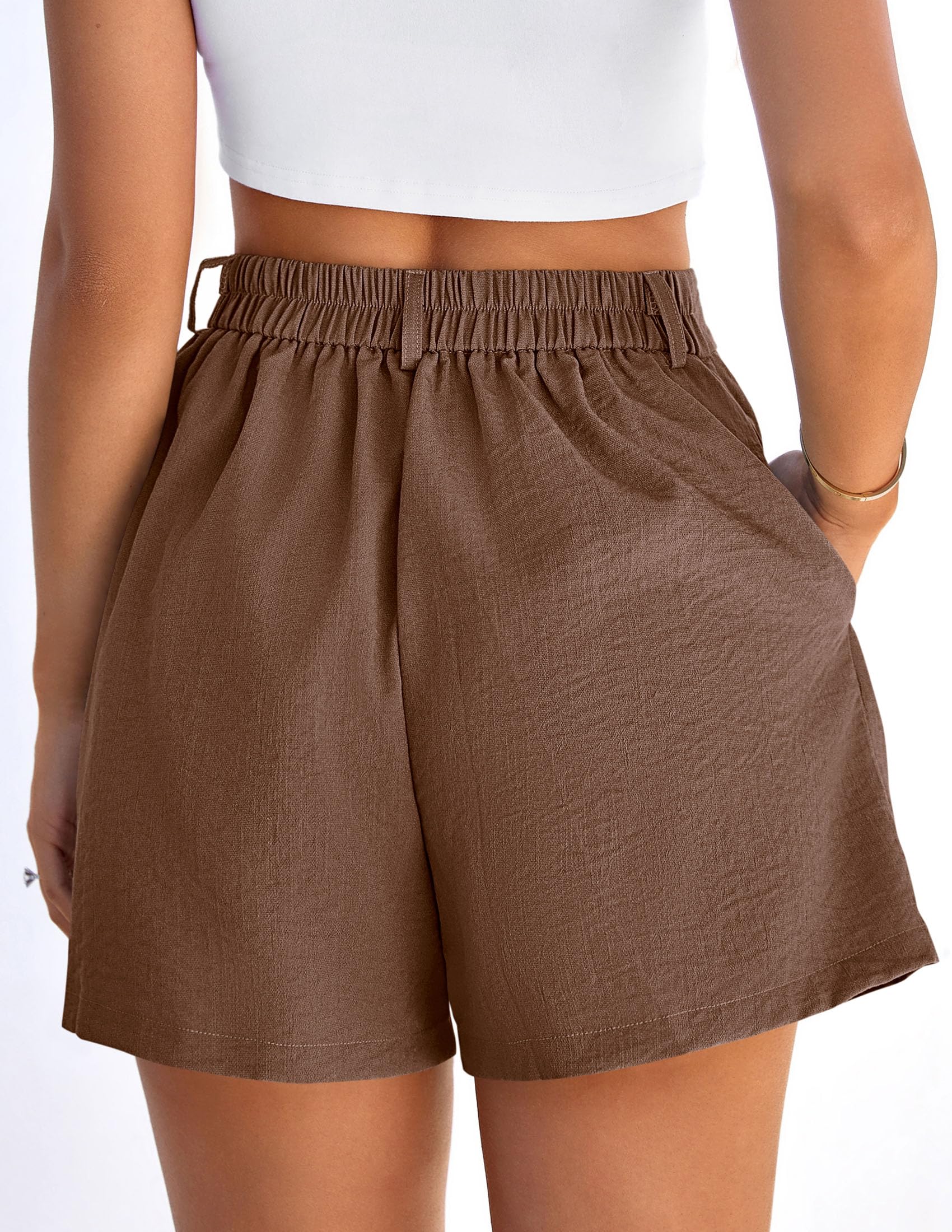 Womens Shorts Dressy Casual High Waisted Wide Leg Trousers,Dark Brown,S