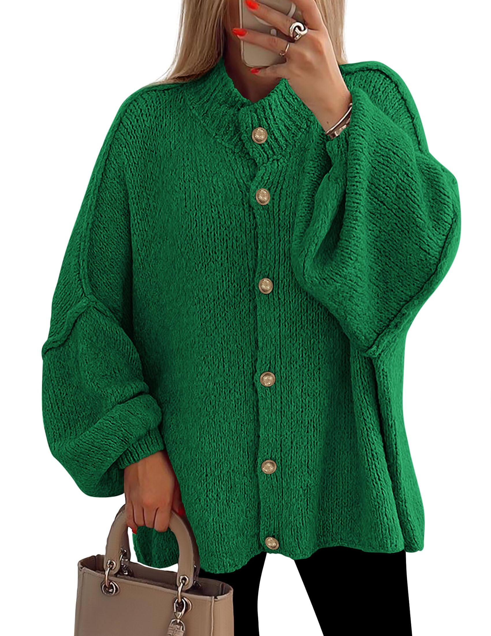Women's Oversized Chunky Cardigan Sweaters(Green,Small)