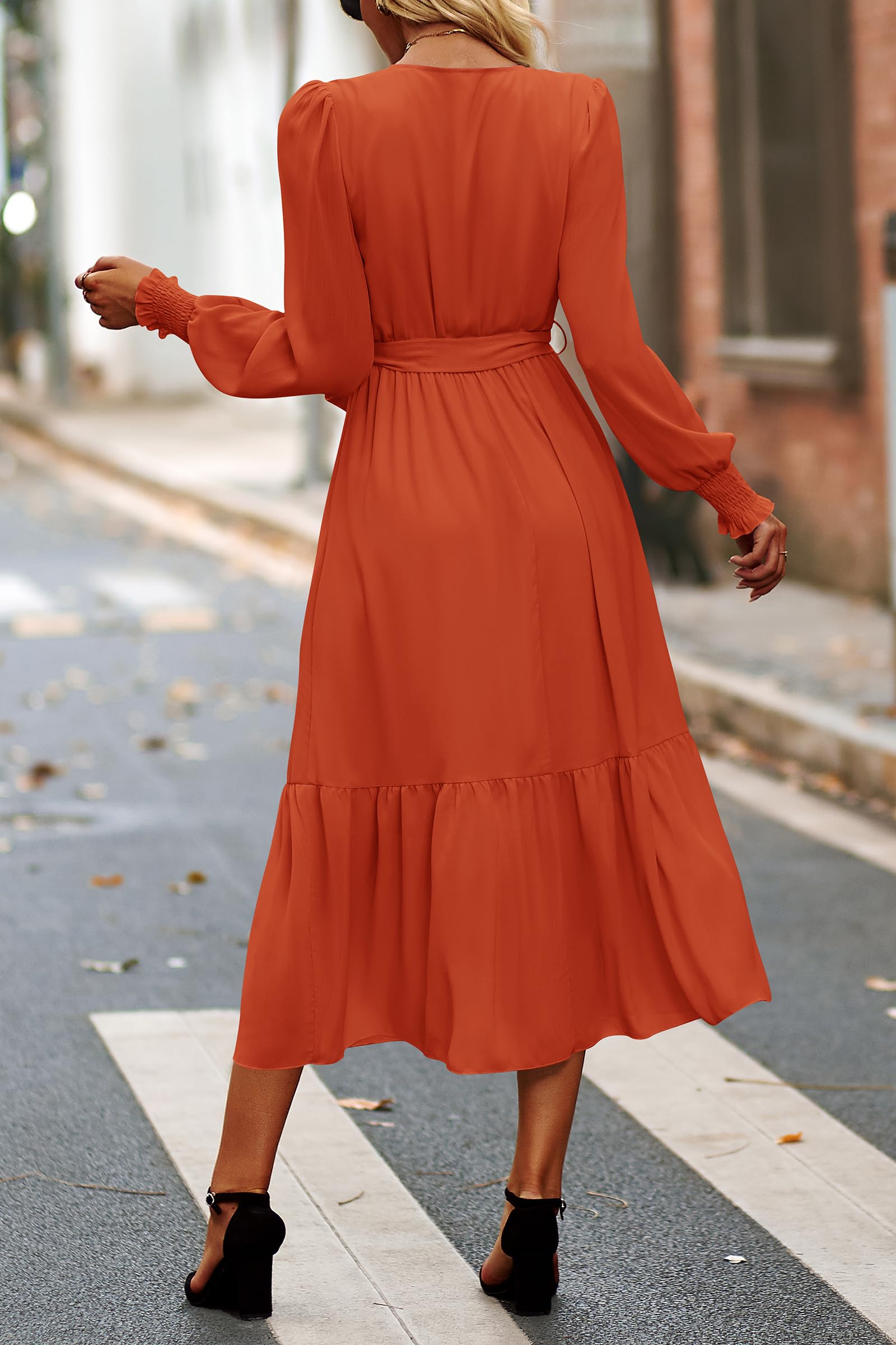 Womens Long Sleeve Boho Maxi Fall Floral Wedding Guest Dresses
