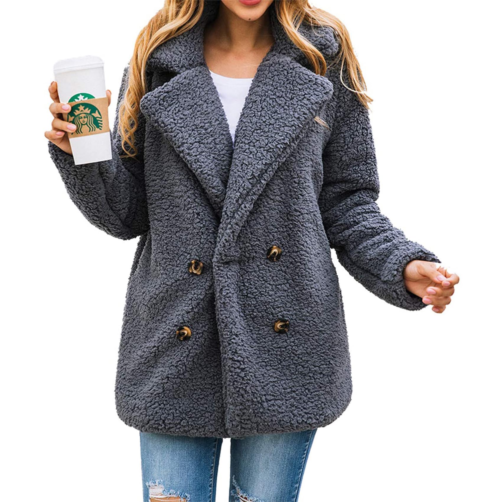 Oversized Sherpa Fleece Jacket Women's Winter Coats Outerwear