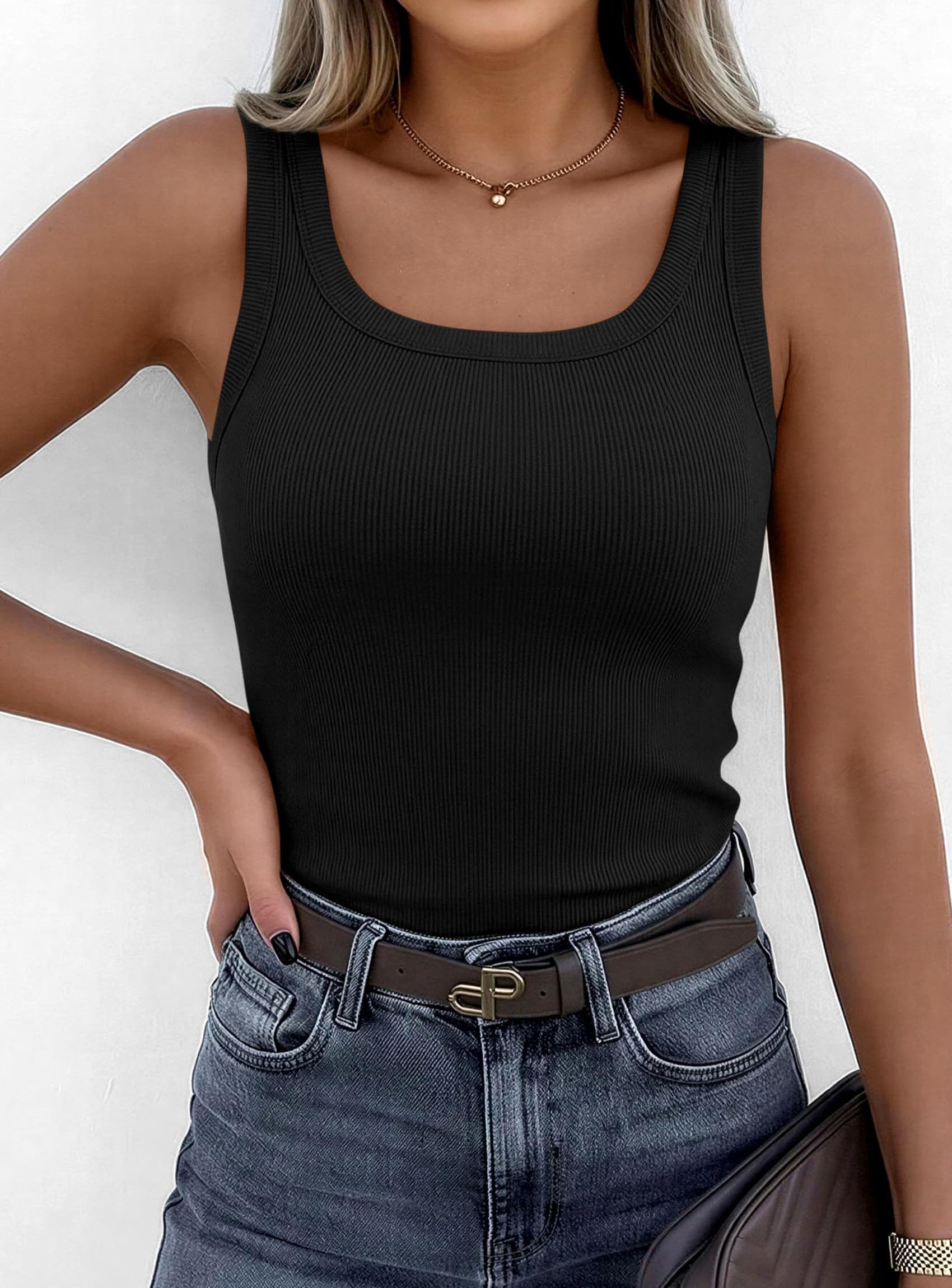 Tank Tops for Women Summer Sleeveless Tops,Black,XS