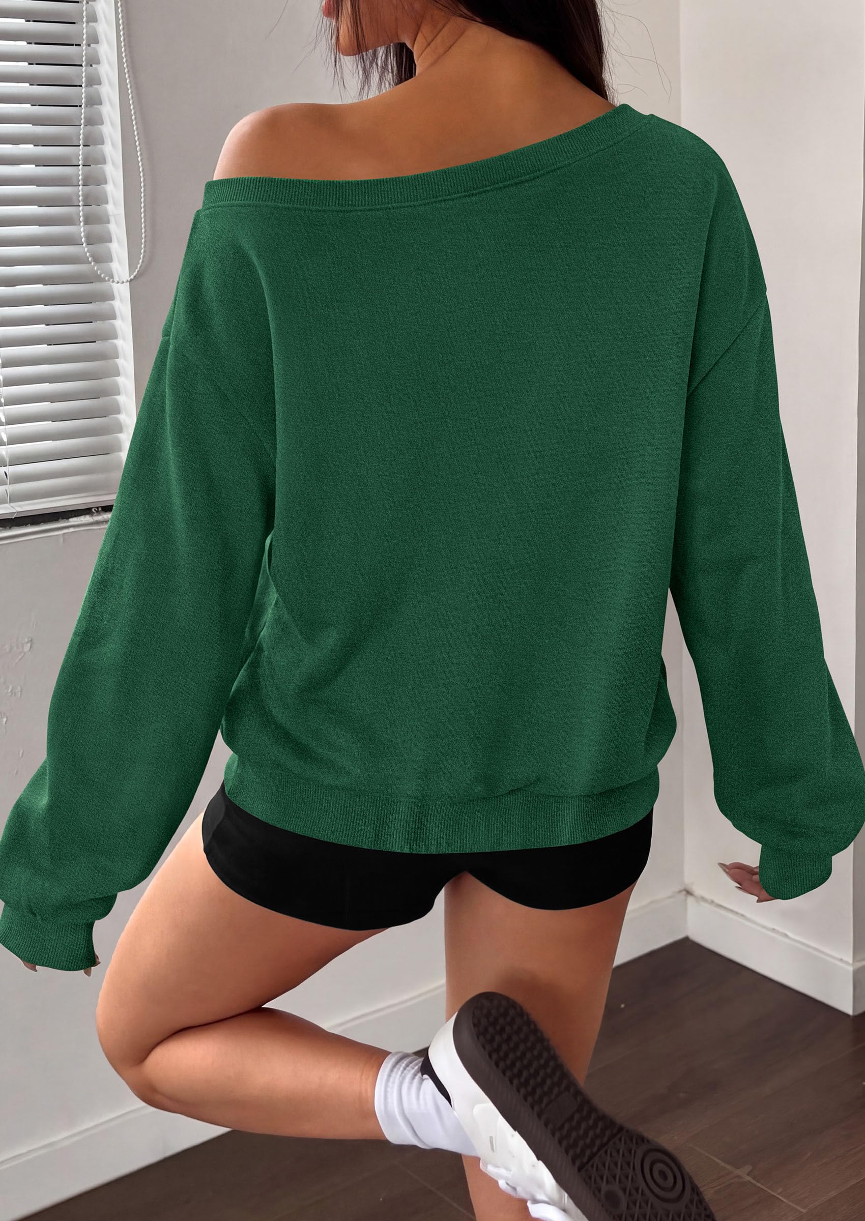 Womens Off The Shoulder Sweatshirt Fall Long Sleeve Tops