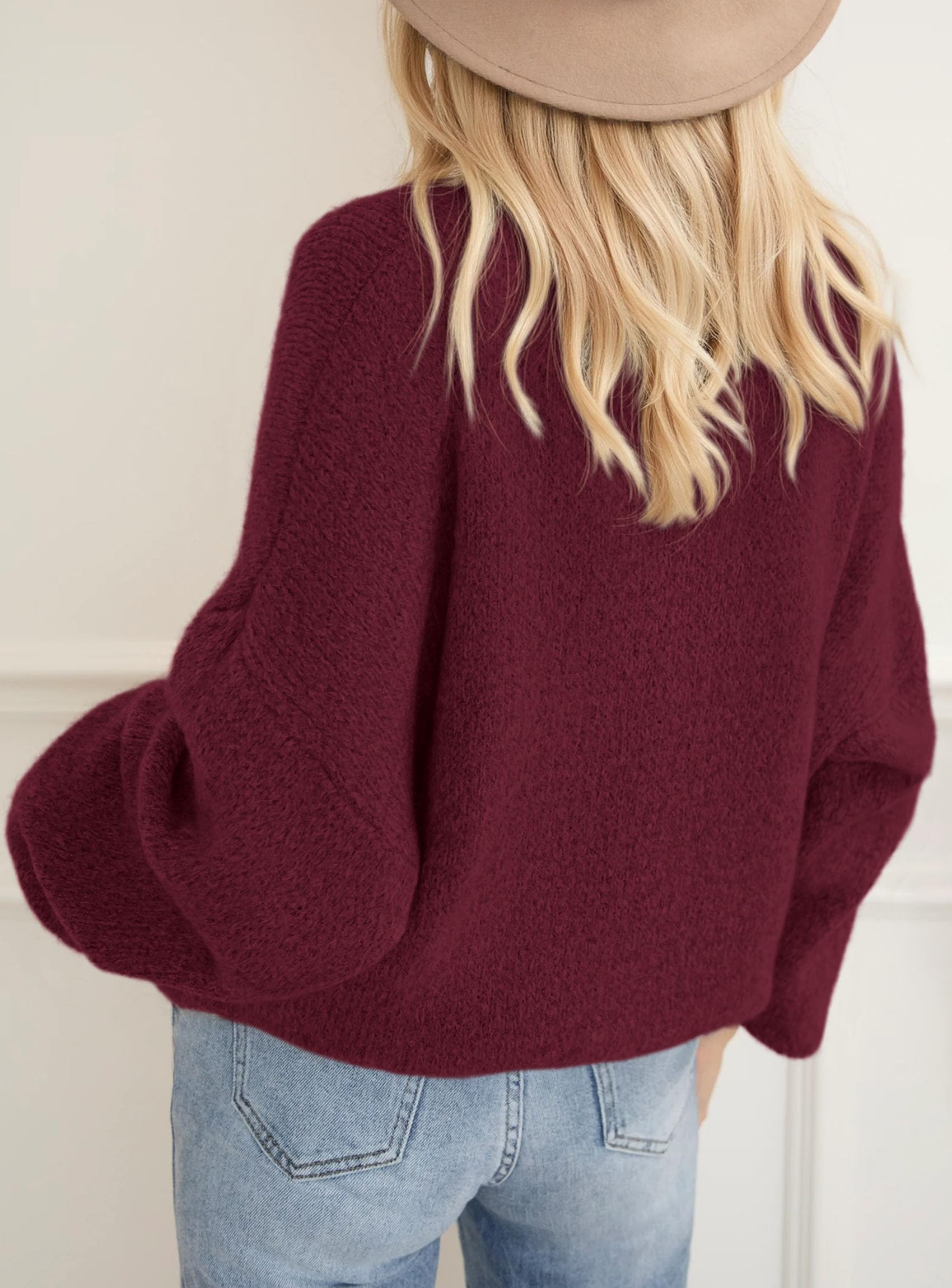 Women's Fall Oversized Holiday Sweaters (Burgundy,S)
