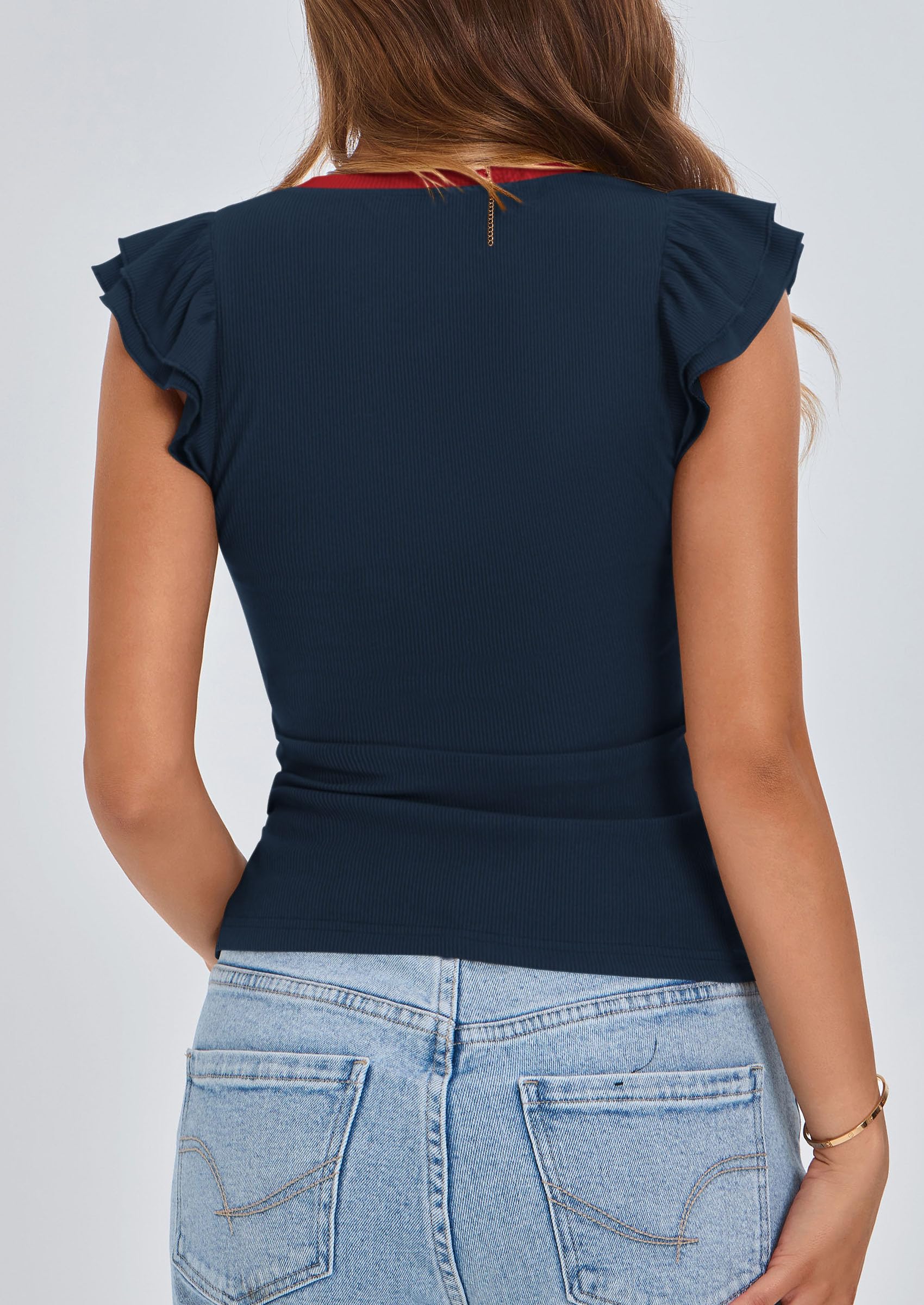 Womens Sleeveless Slim Fit T Shirts,Navy,S