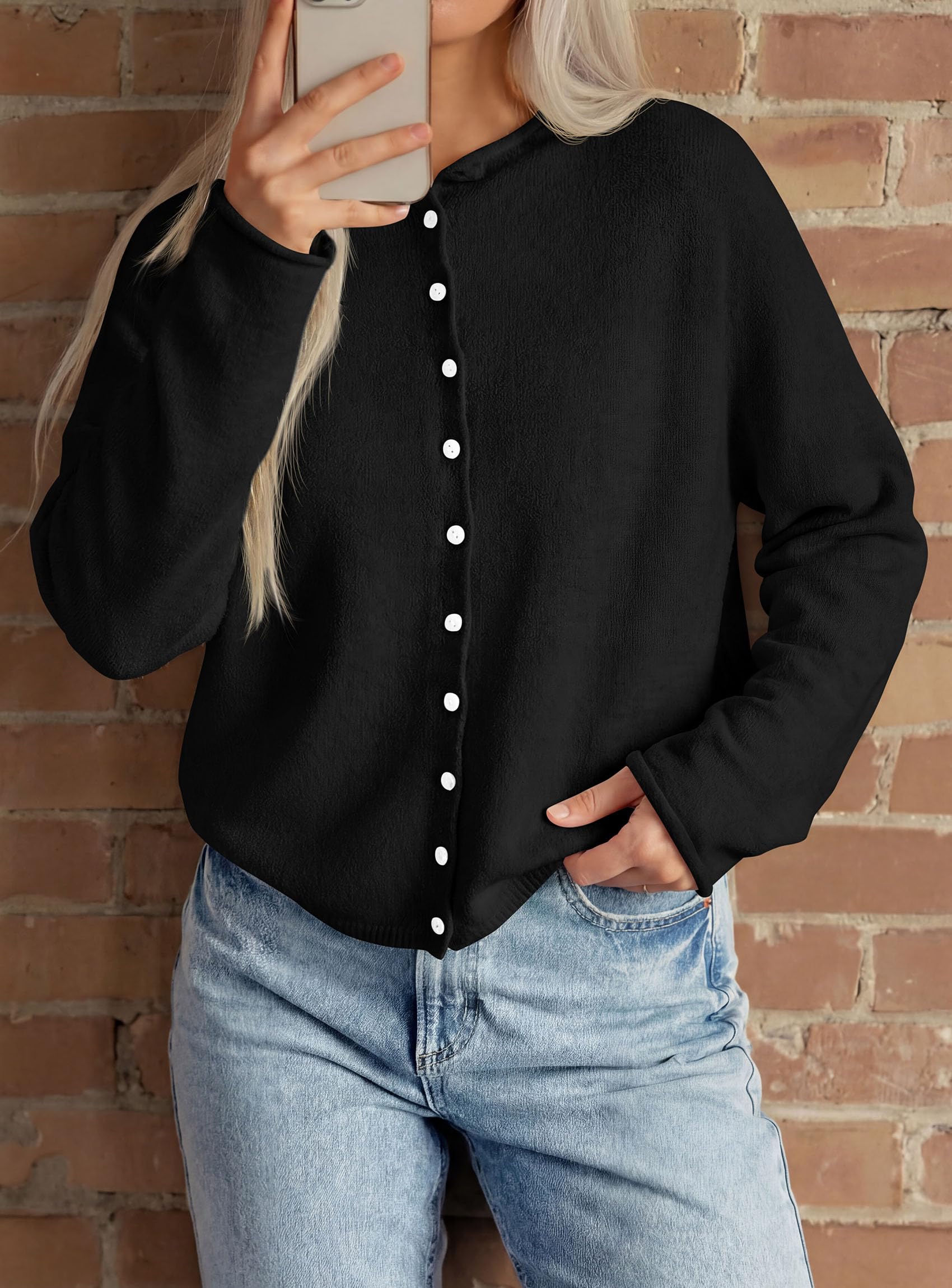 Button Up Cardigan for Women Knit Oversized Fall Sweaters