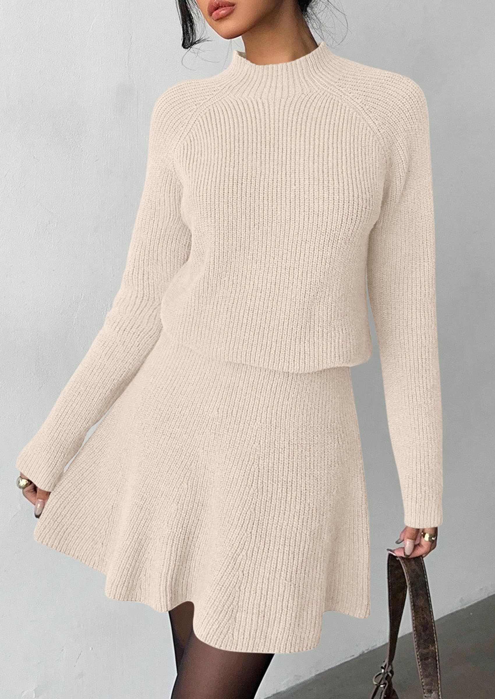 Women's Fall 2 Piece Outfits Matching Sweater Skirt Sets