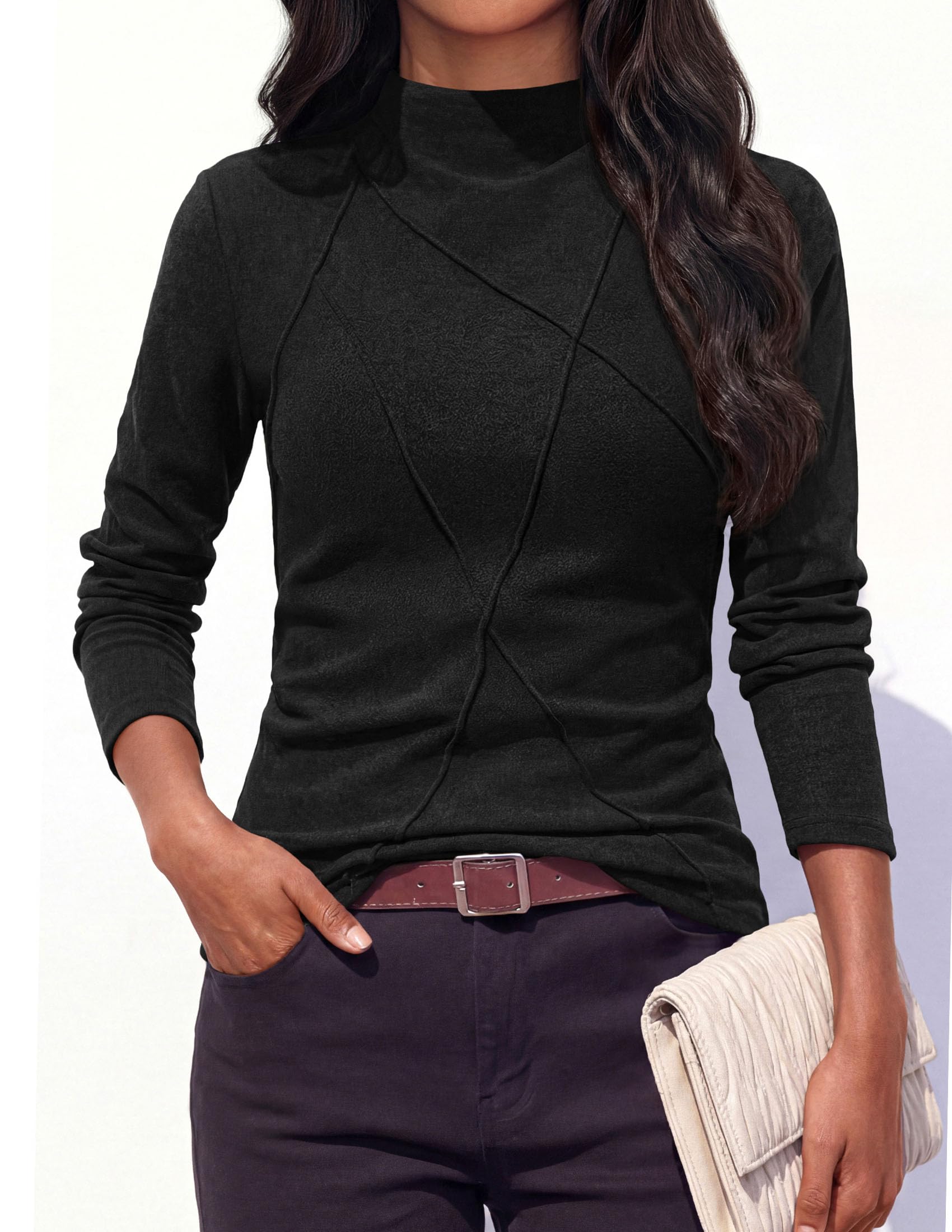 Women's Mock Neck Long Sleeve Shirts Underscrub Fall Tops