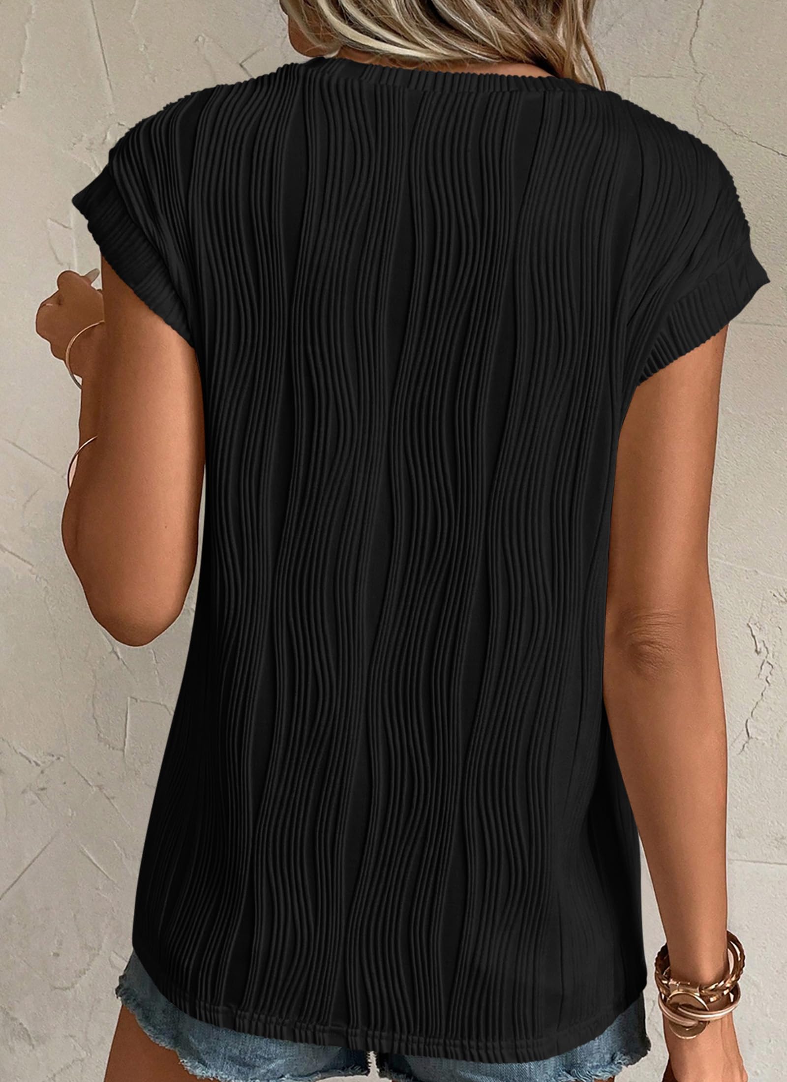 Blouses for Women Dressy Casual Summer Tops, Black,S