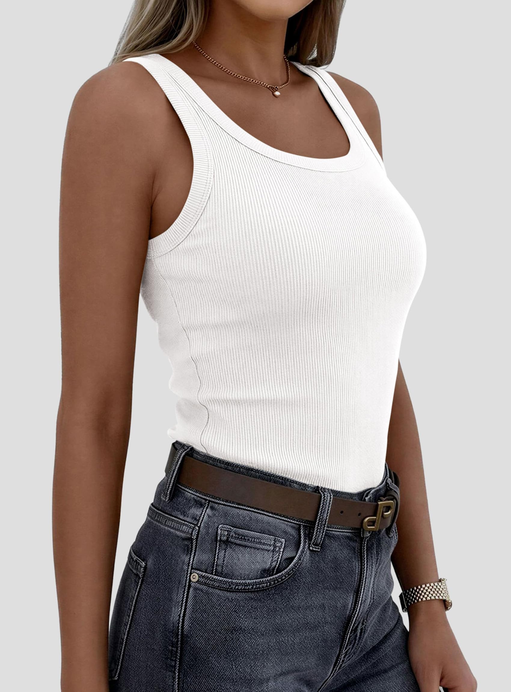 Tank Tops for Women Summer Sleeveless Tops,White,XS
