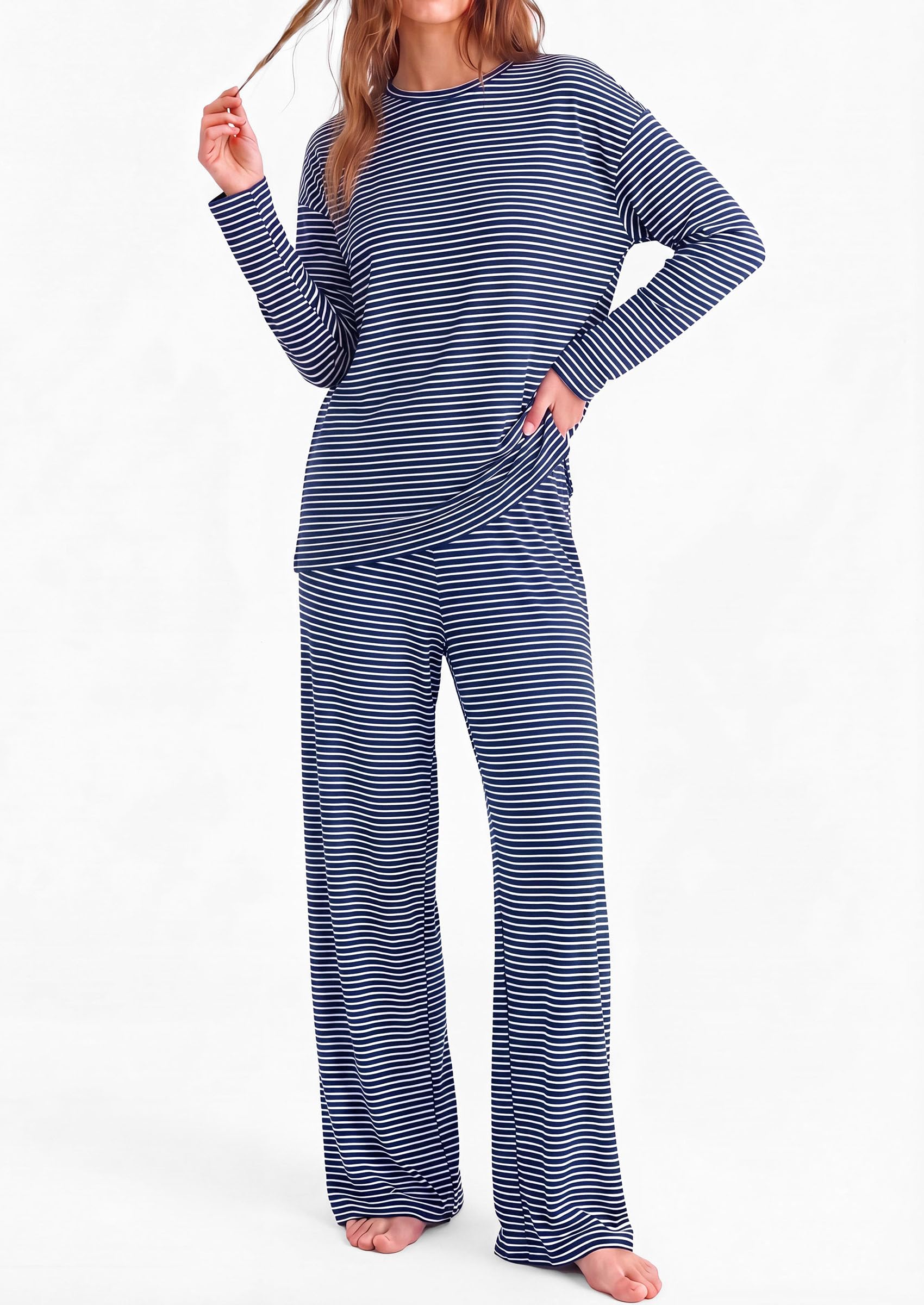 Lounge Sets for Women Fall Striped Matching Comfy Pajama Sets