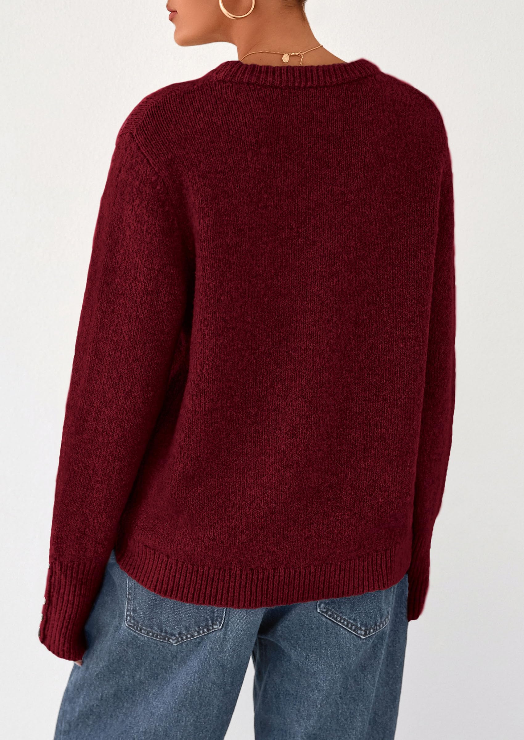 Fall Sweaters for Women Cozy Casual Pullover Ribbed Knit Tops