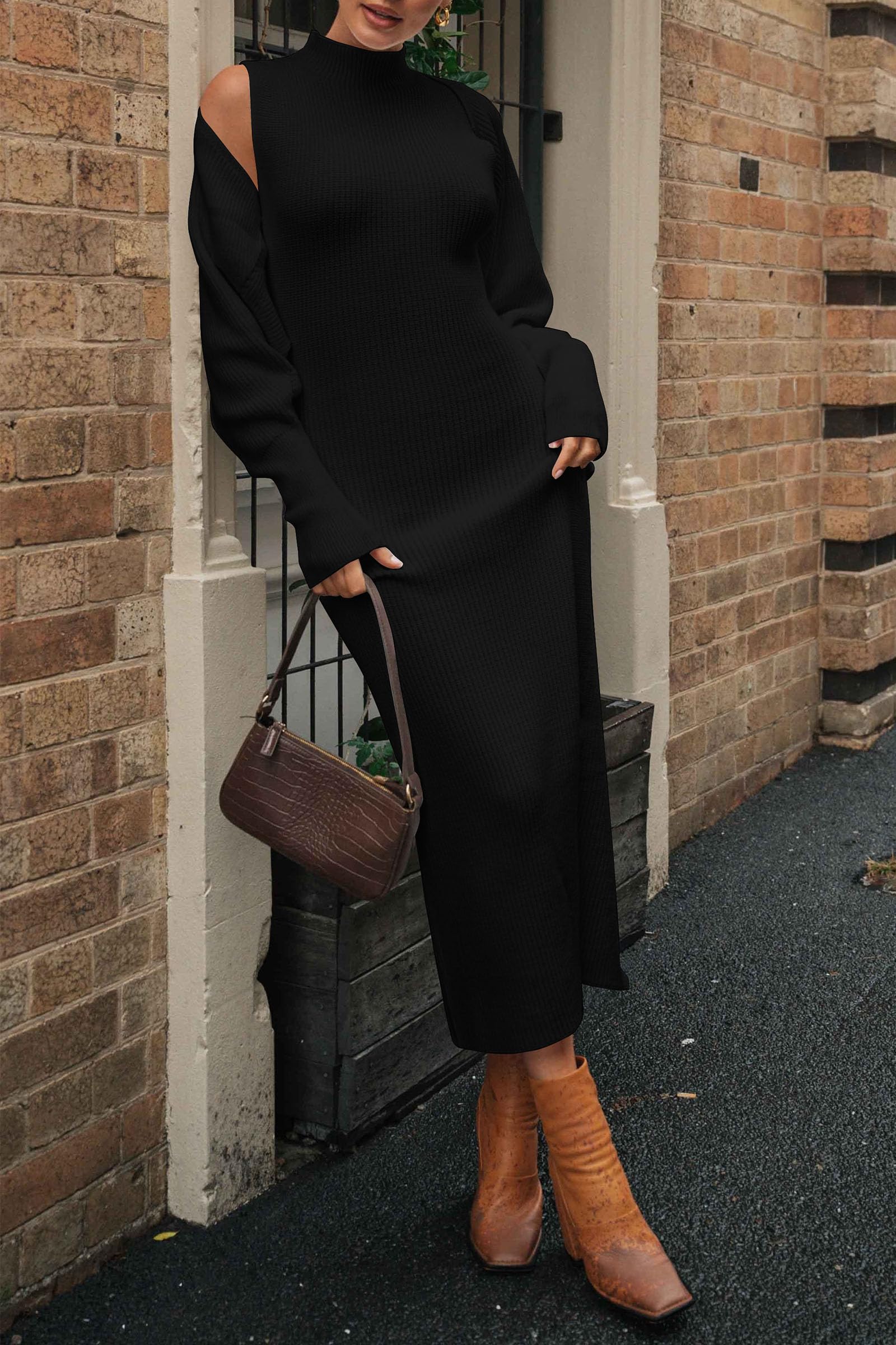 Womens 2 Piece Ribbed Knit Sweater Dress Set Date Night Outfit