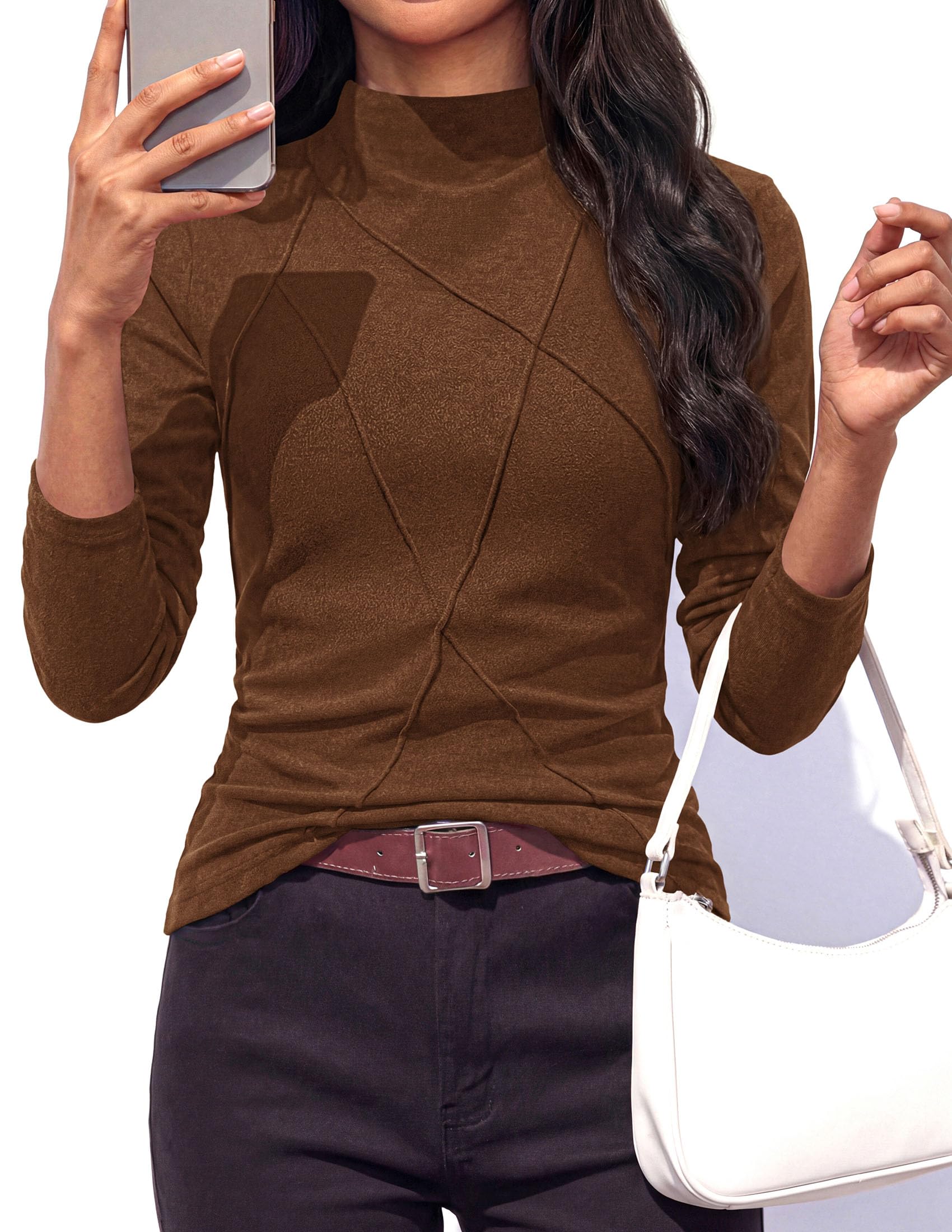 Women's Mock Neck Long Sleeve Shirts Underscrub Fall Tops