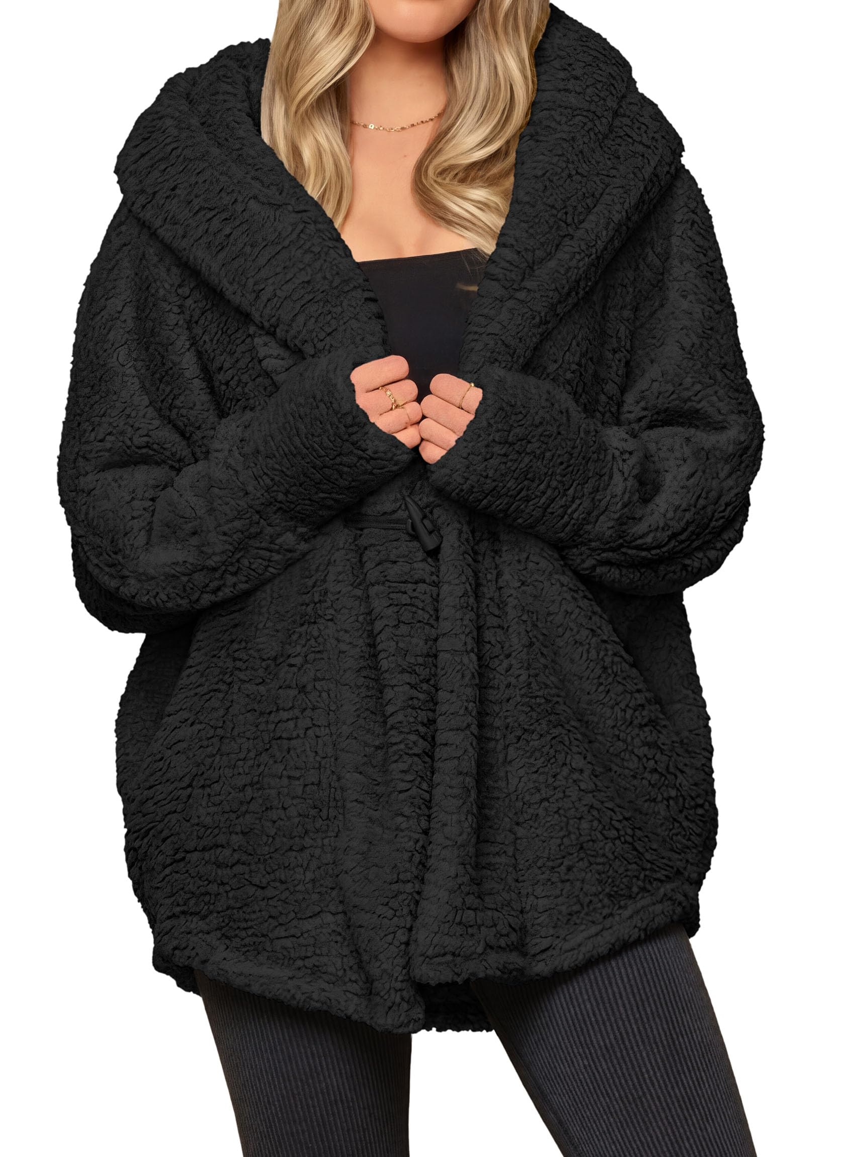 Women's Winter Warm Coats Hooded Faux Fur Sherpa Jacket